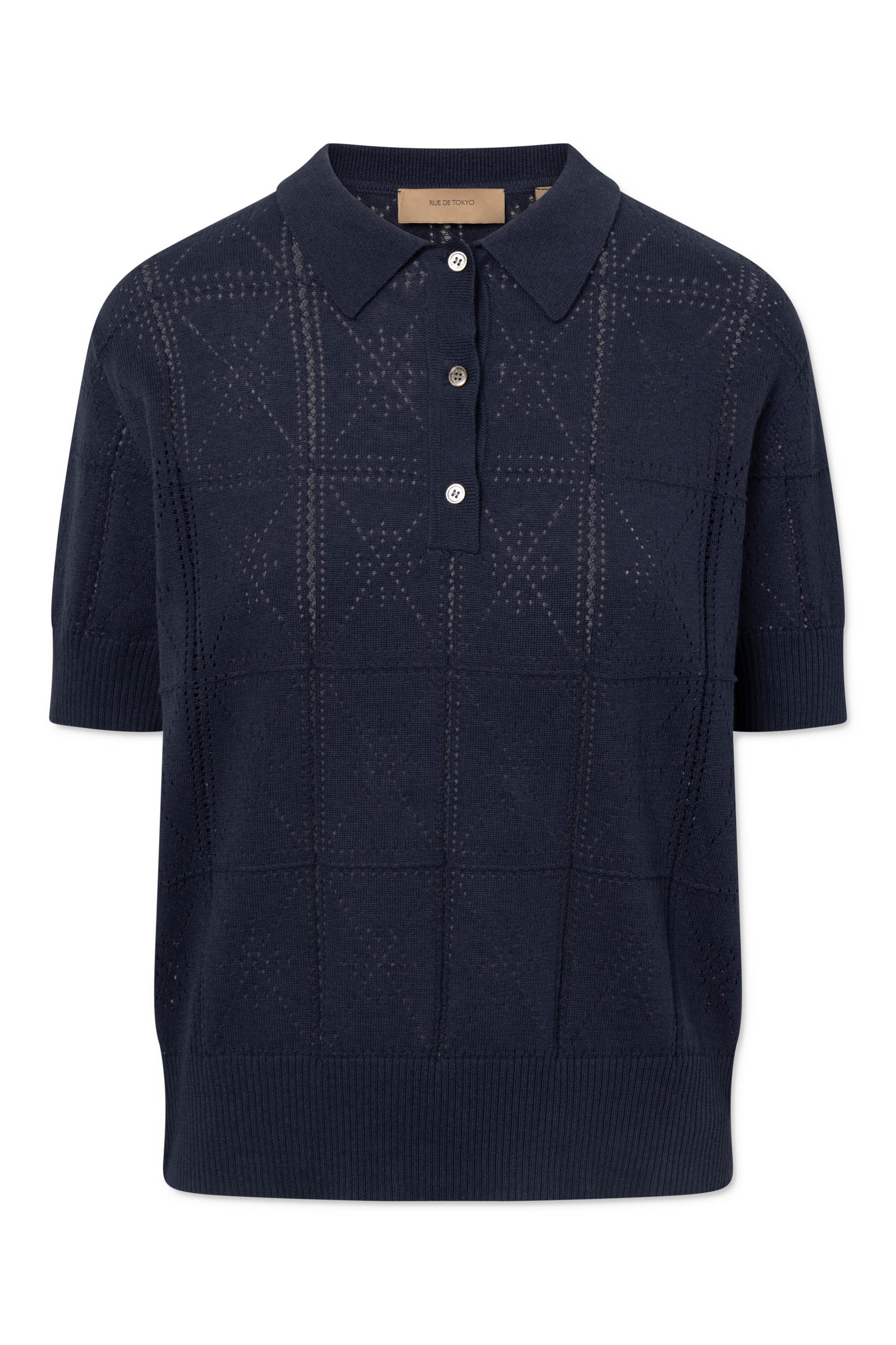 Rue de Tokyo KURI COTTON LINEN KNIT T-Shirts NAVY