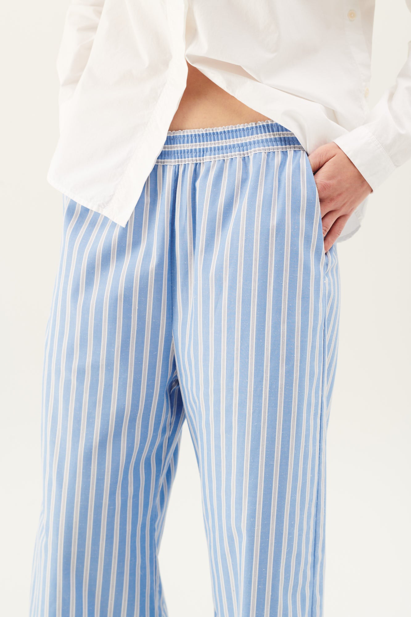 Rue de Tokyo PAGE NETTLE COTTON Pants BLUE WHITE STRIPE
