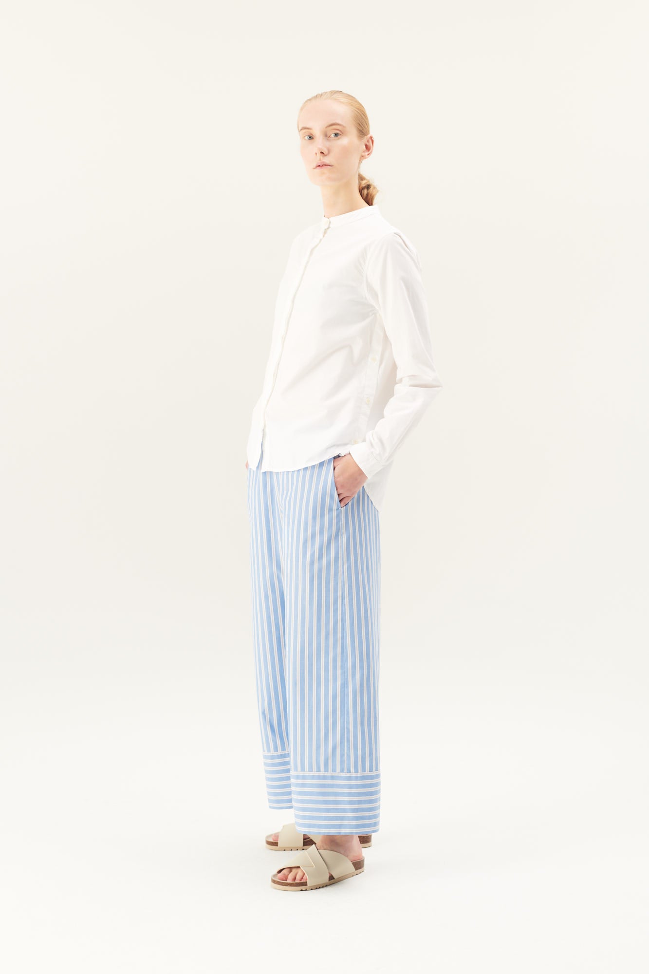 Rue de Tokyo PAGE NETTLE COTTON Pants BLUE WHITE STRIPE
