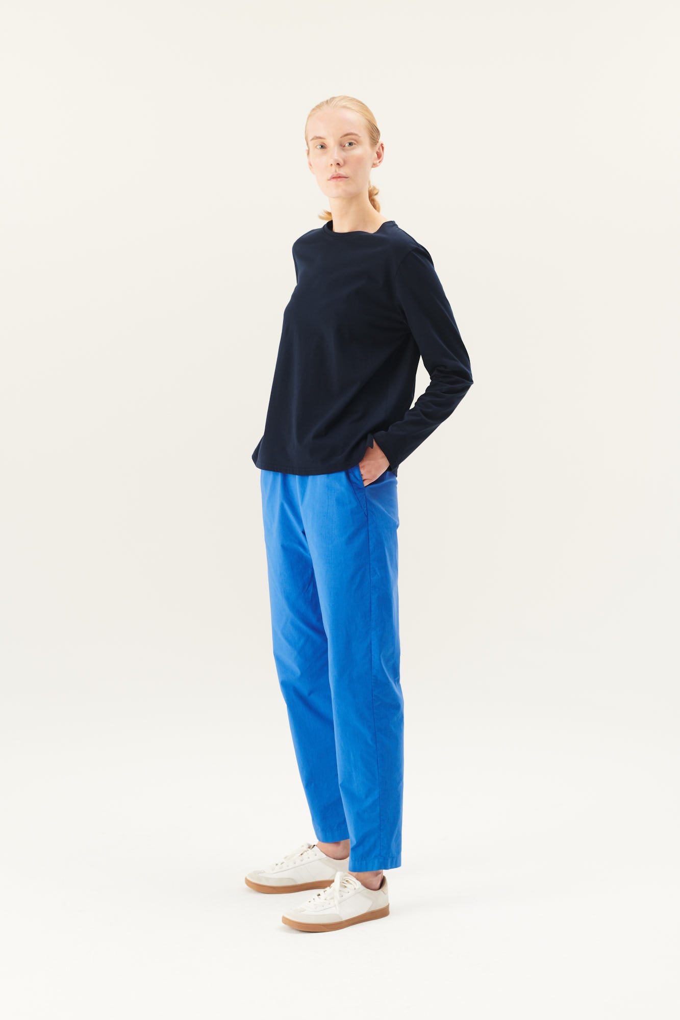 Rue de Tokyo PAREL ORGANIC GARMENT DYED POPLIN PANTS LAPIS BLUE