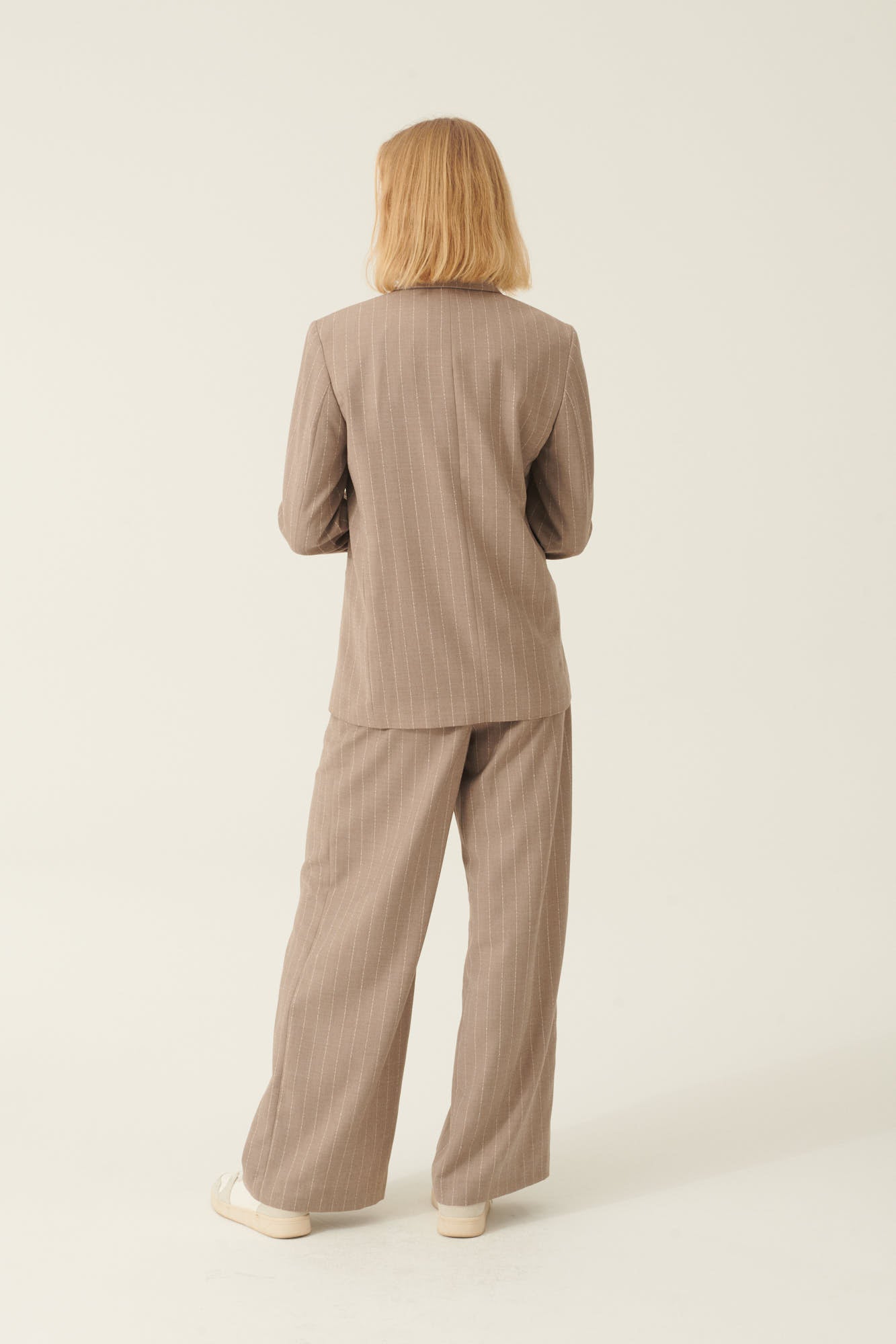 Rue de Tokyo PAULLETTA BROKEN WOOL STRIPE PANTS BROWN WHITE STRIPE