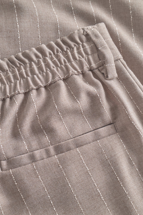 Rue de Tokyo PAULLETTA BROKEN WOOL STRIPE PANTS BROWN WHITE STRIPE