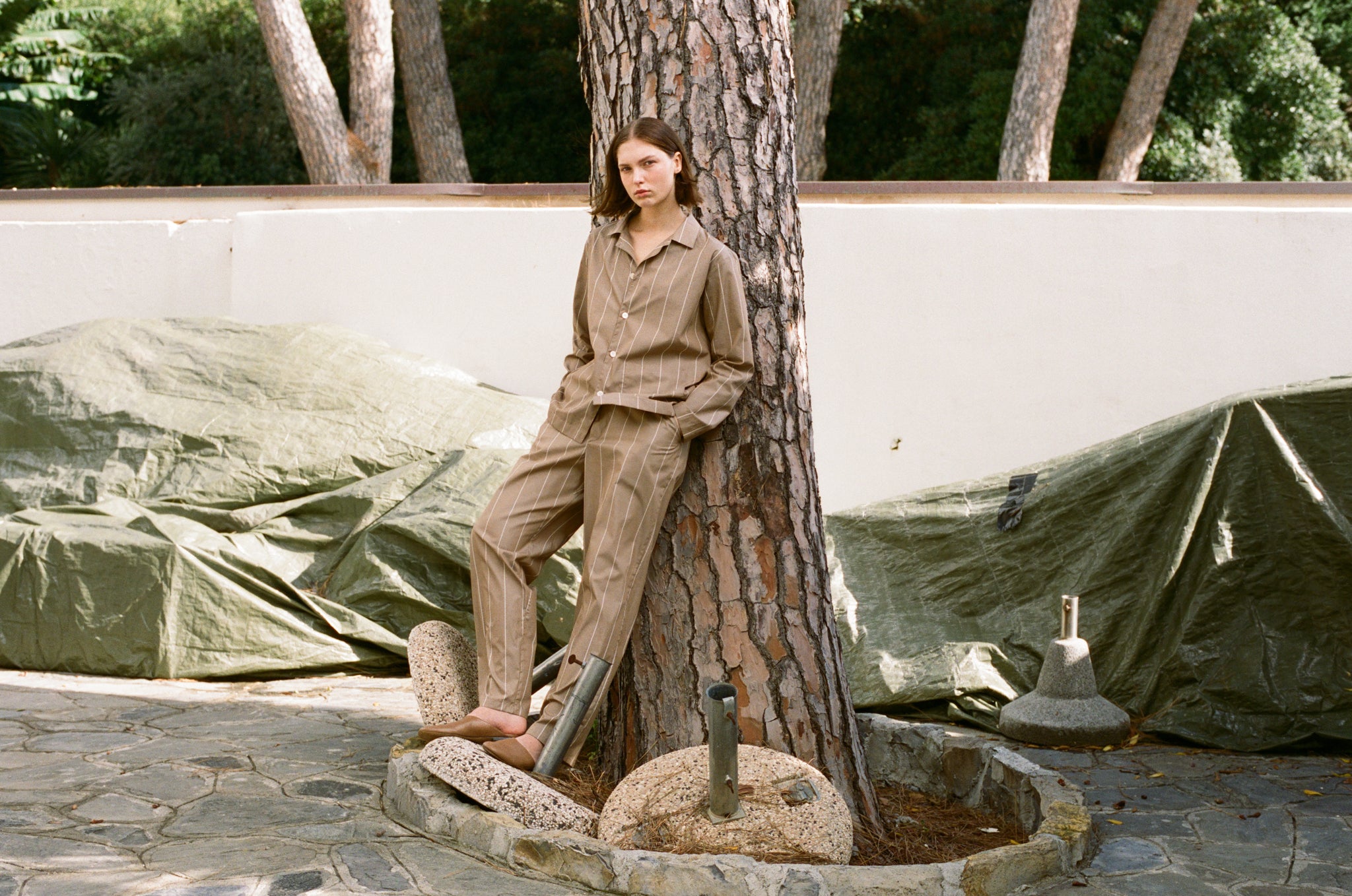 Rue de Tokyo PAXTON VENICE COTTON PANTS BROWN/WHITE STRIPE