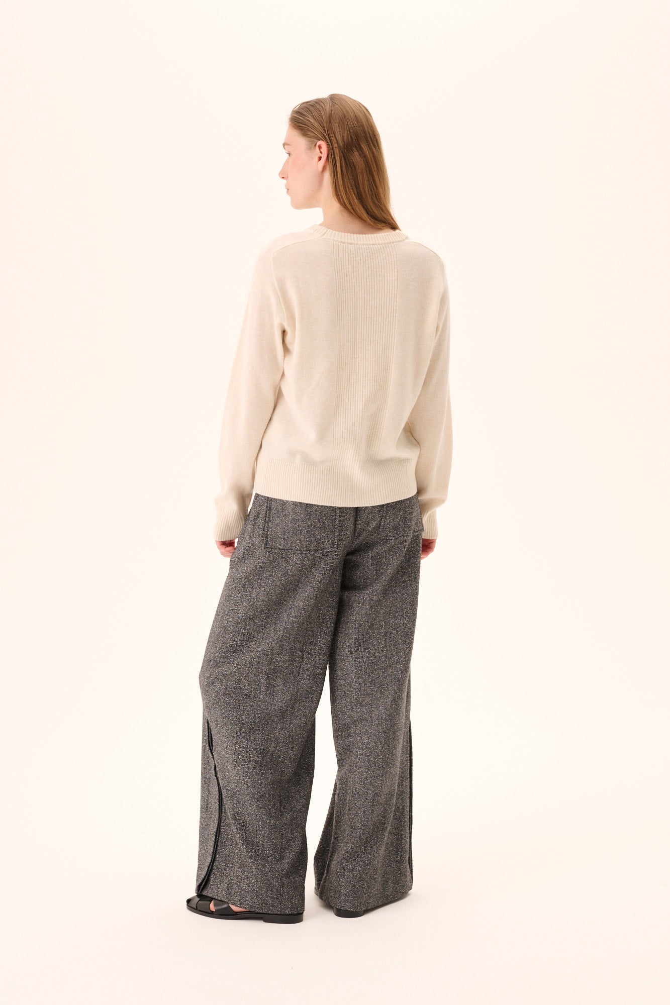 Rue de Tokyo PEACH HERRINGBONE BOUCLE Pants BLACK/WHITE