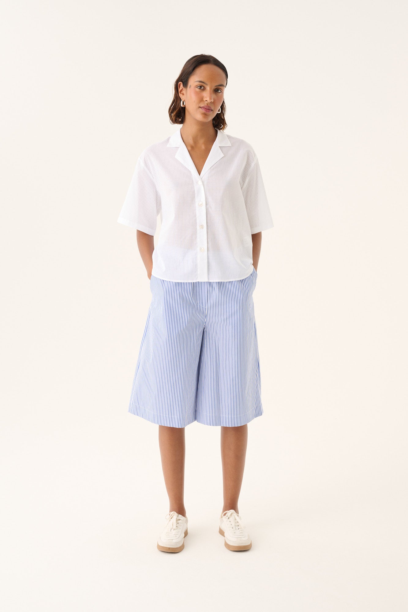 Rue de Tokyo PECHE COTTON STRIPE Shorts BLUE WHITE STRIPE