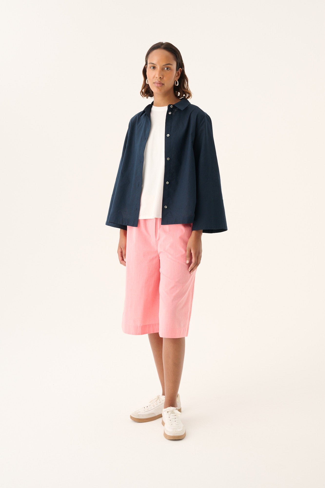 Rue de Tokyo PECHE WASHED COTTON STRIPE Shorts RED WHITE STRIPE