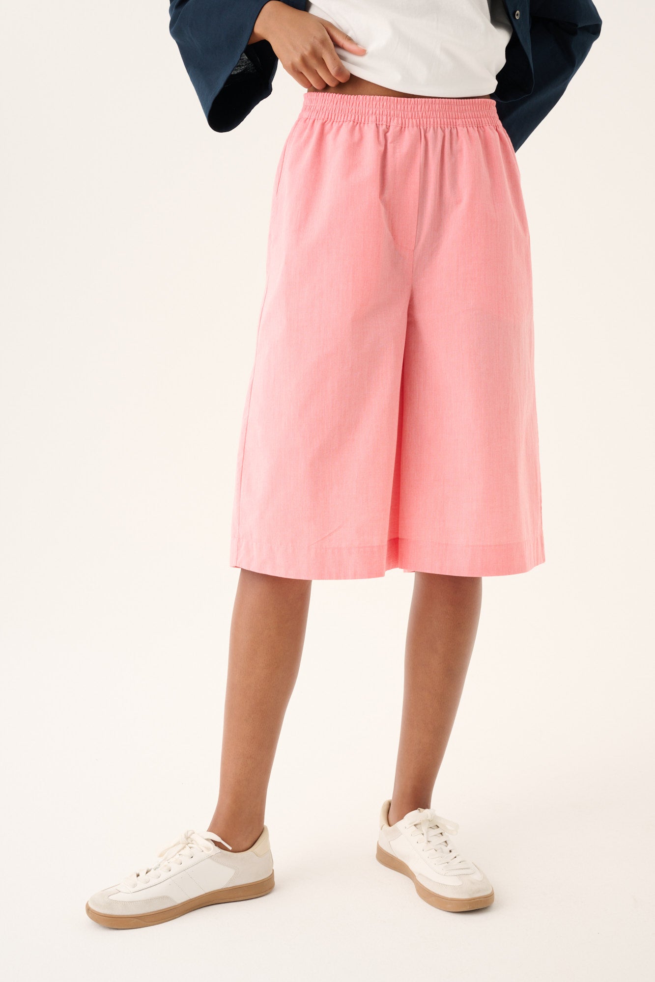 Rue de Tokyo PECHE WASHED COTTON STRIPE Shorts RED WHITE STRIPE