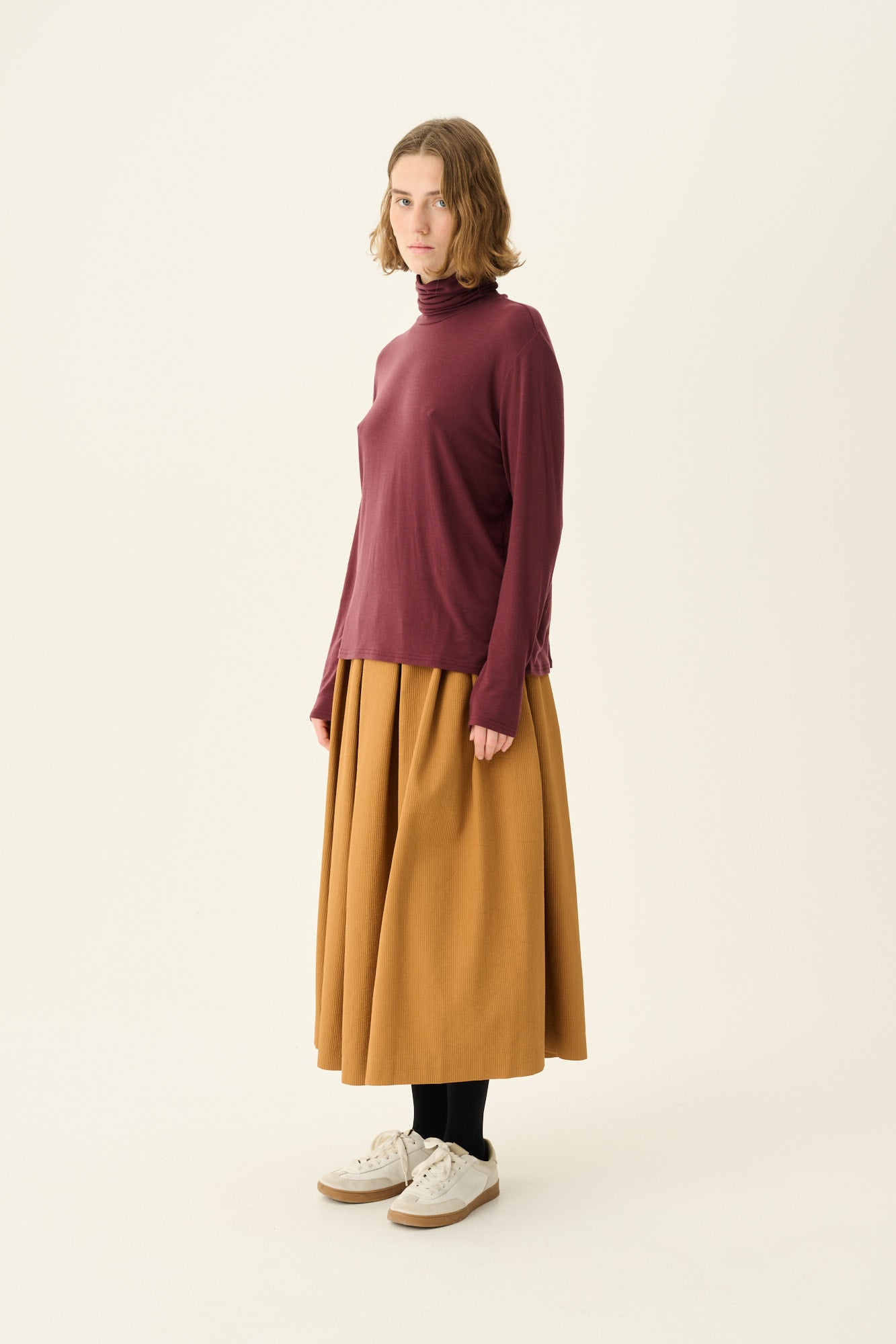 Rue de Tokyo PEGGY SMALL BUBBLE STRIPE Skirts MUSTARD BROWN