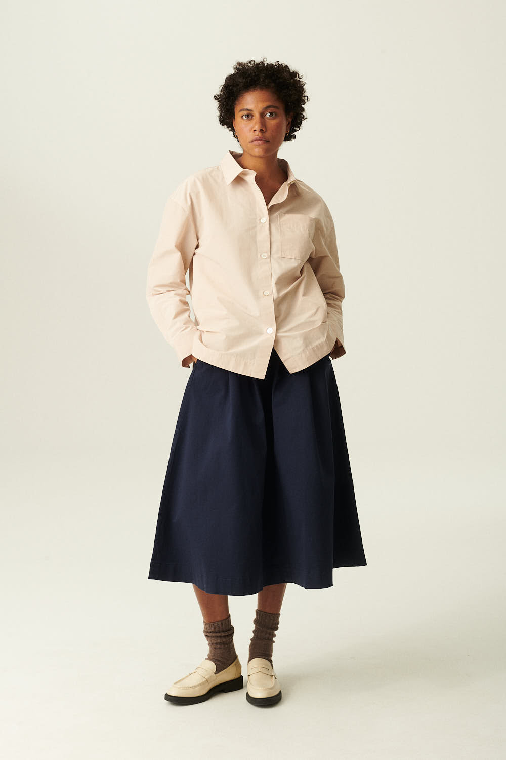 Rue de Tokyo PEN GARMENT DYED TWILL SKIRTS DARK NAVY