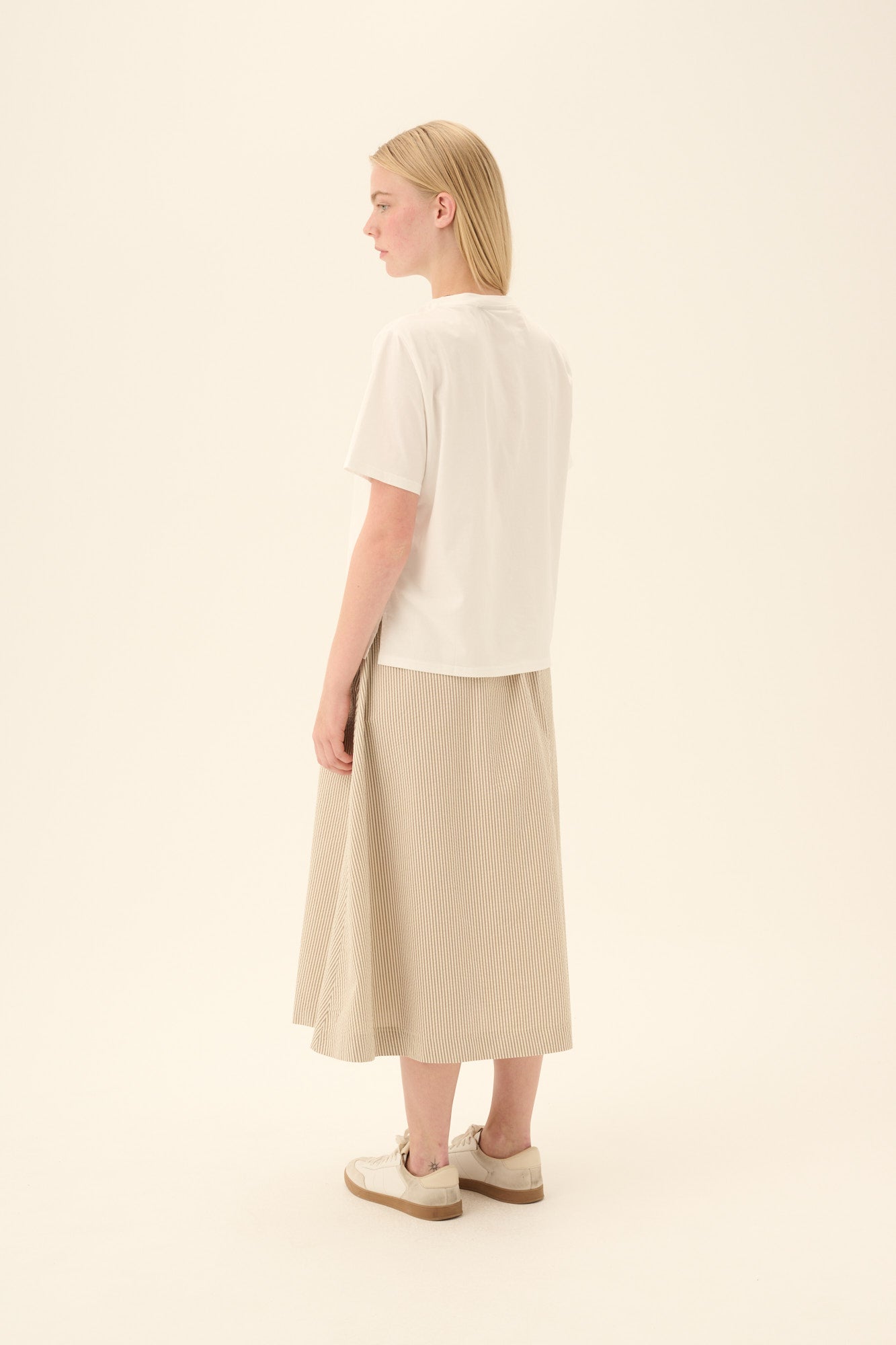 Rue de Tokyo PEN HEAVY SEERSUCKER STR Skirts BROWN STRIPE