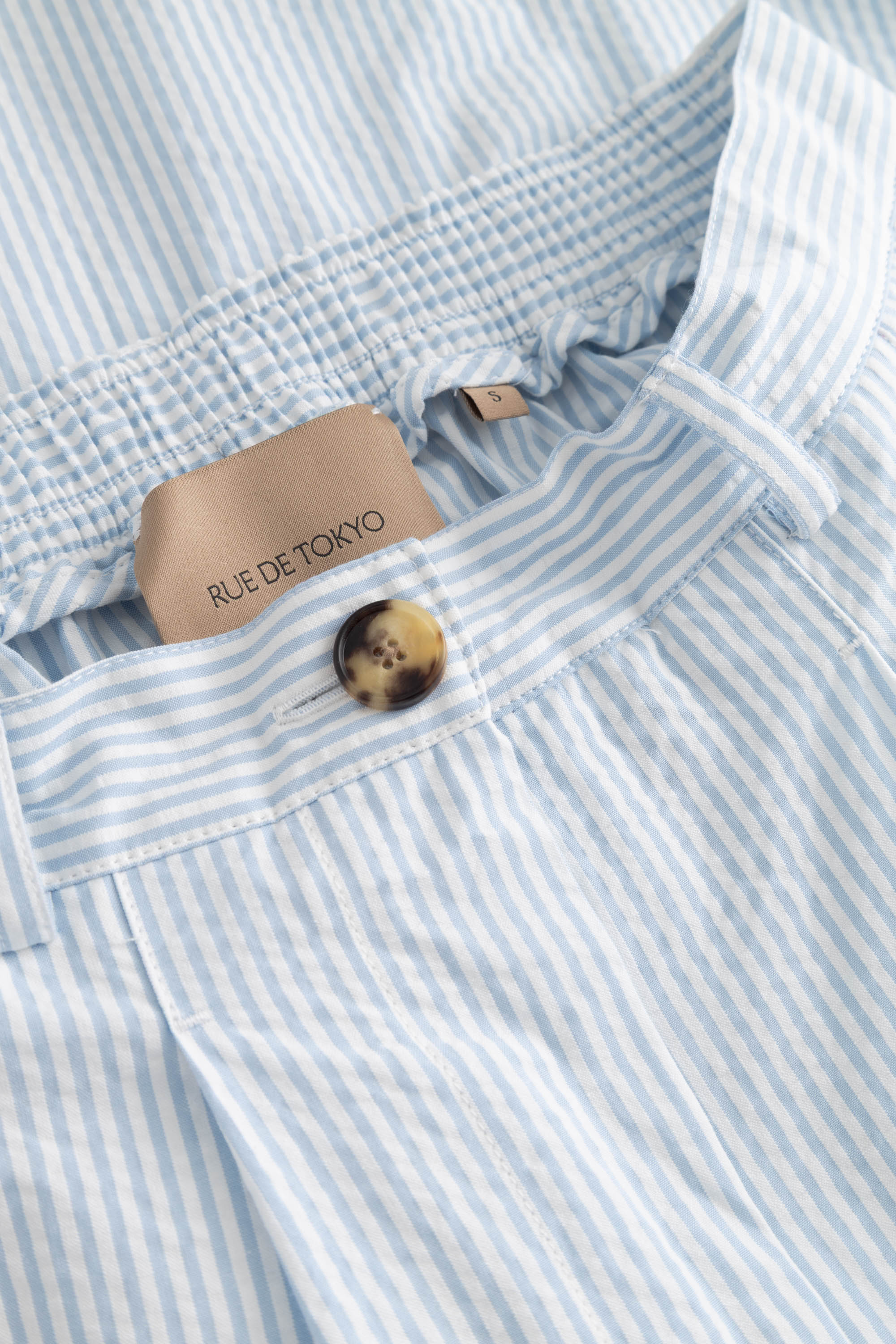 Rue de Tokyo PEN HEAVY SEERSUCKER STR Skirts LIGHT BLUE STRIPE