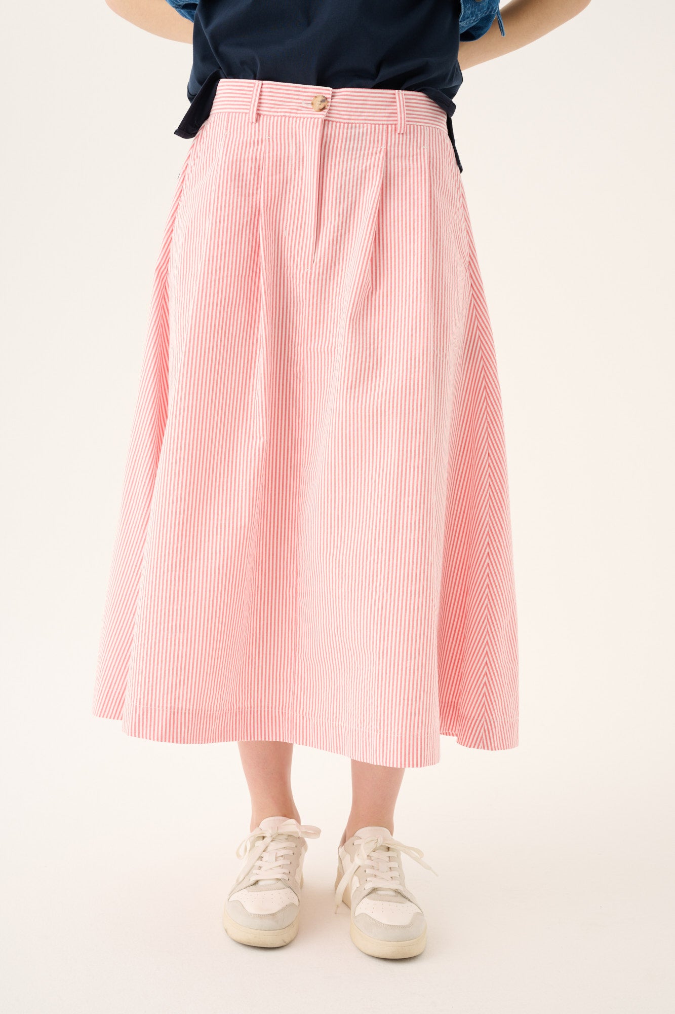 Rue de Tokyo PEN HEAVY SEERSUCKER STRIPE Skirts FADED RED STRIPE