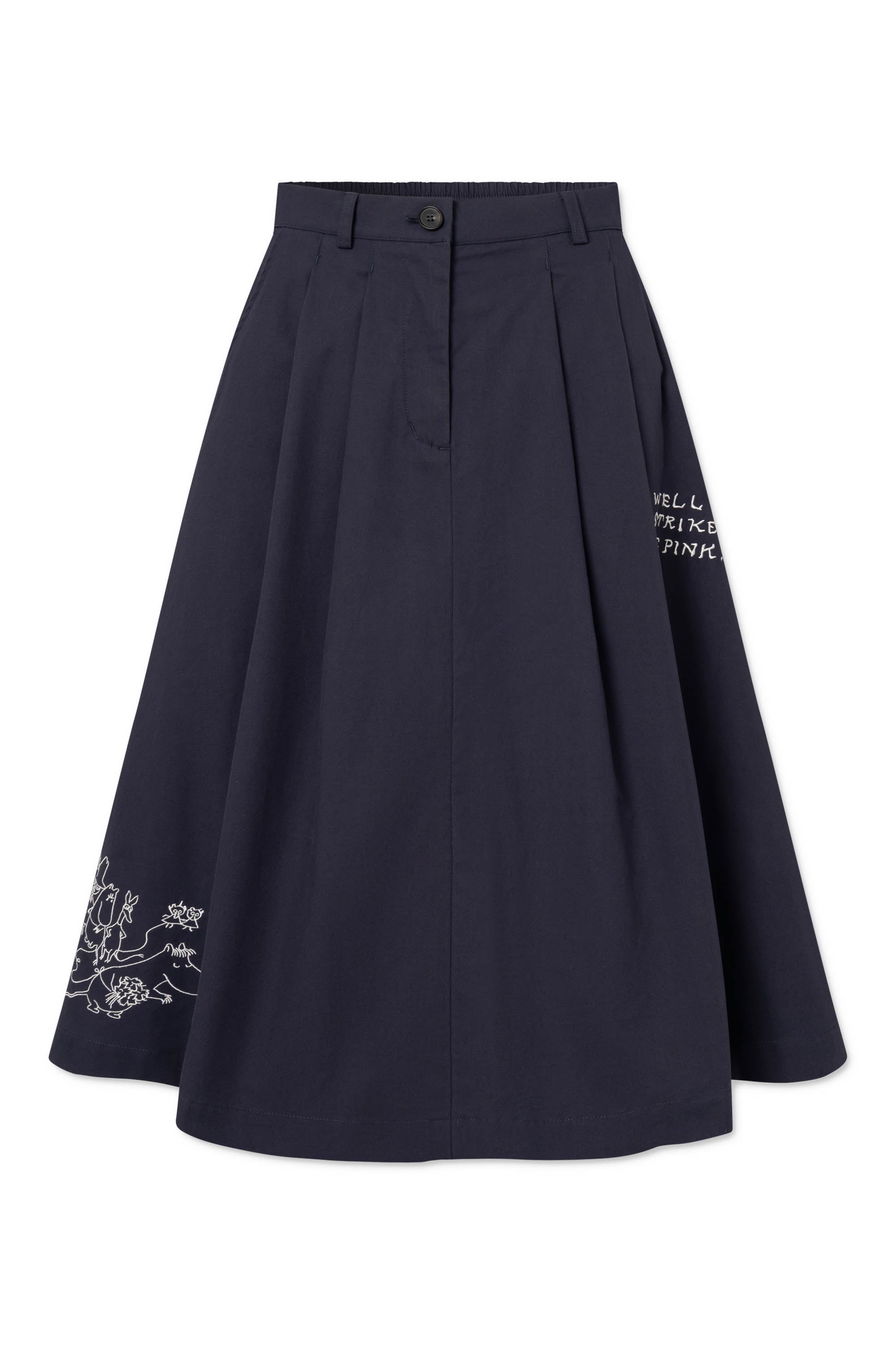Rue de Tokyo PEN MOOMIN COTTON TWILL Skirts NAVY CHALK EMBROIDERY