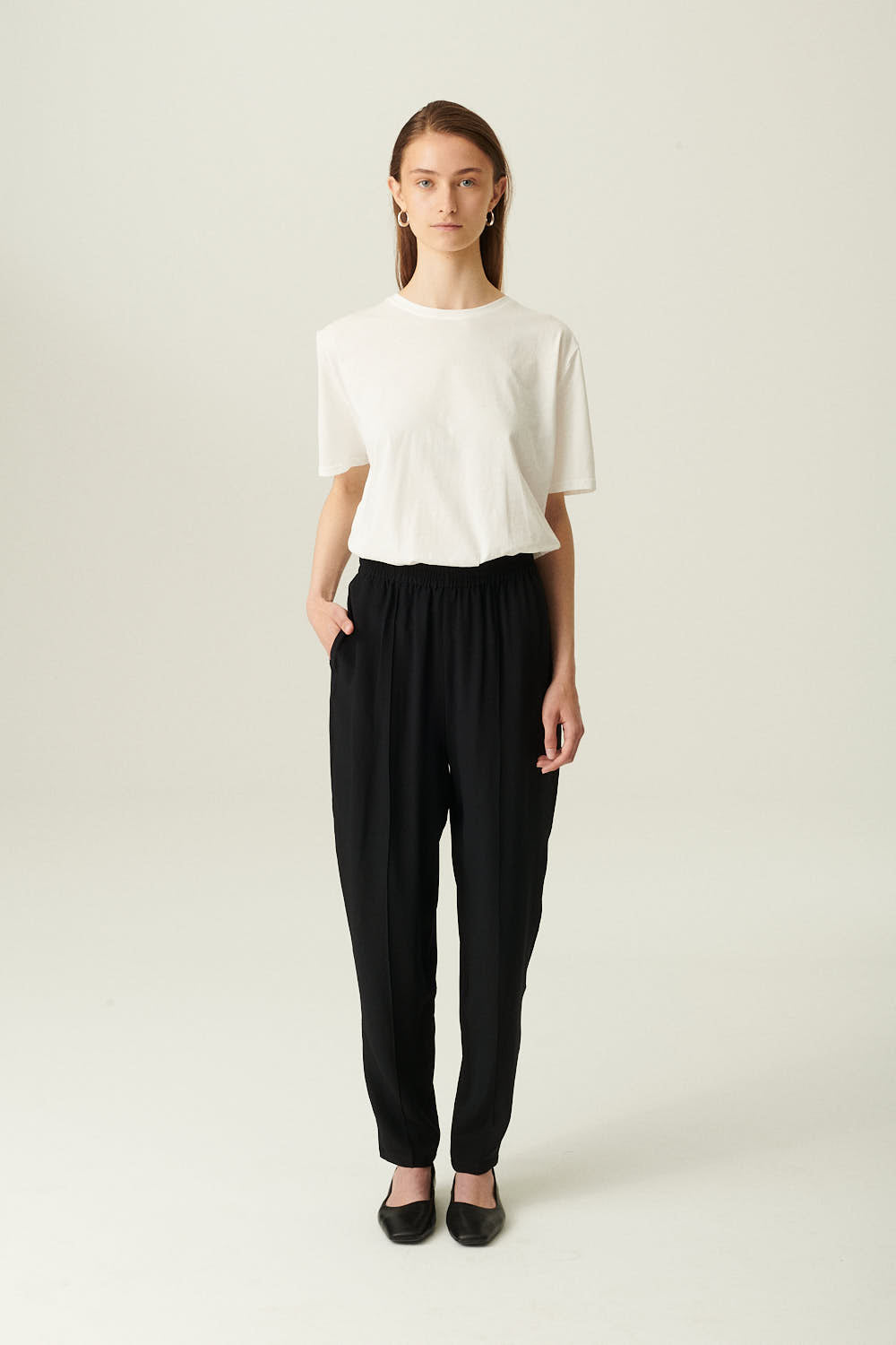 Rue de Tokyo PHILIPPA SILK CREPE DE CHINE PANTS BLACK