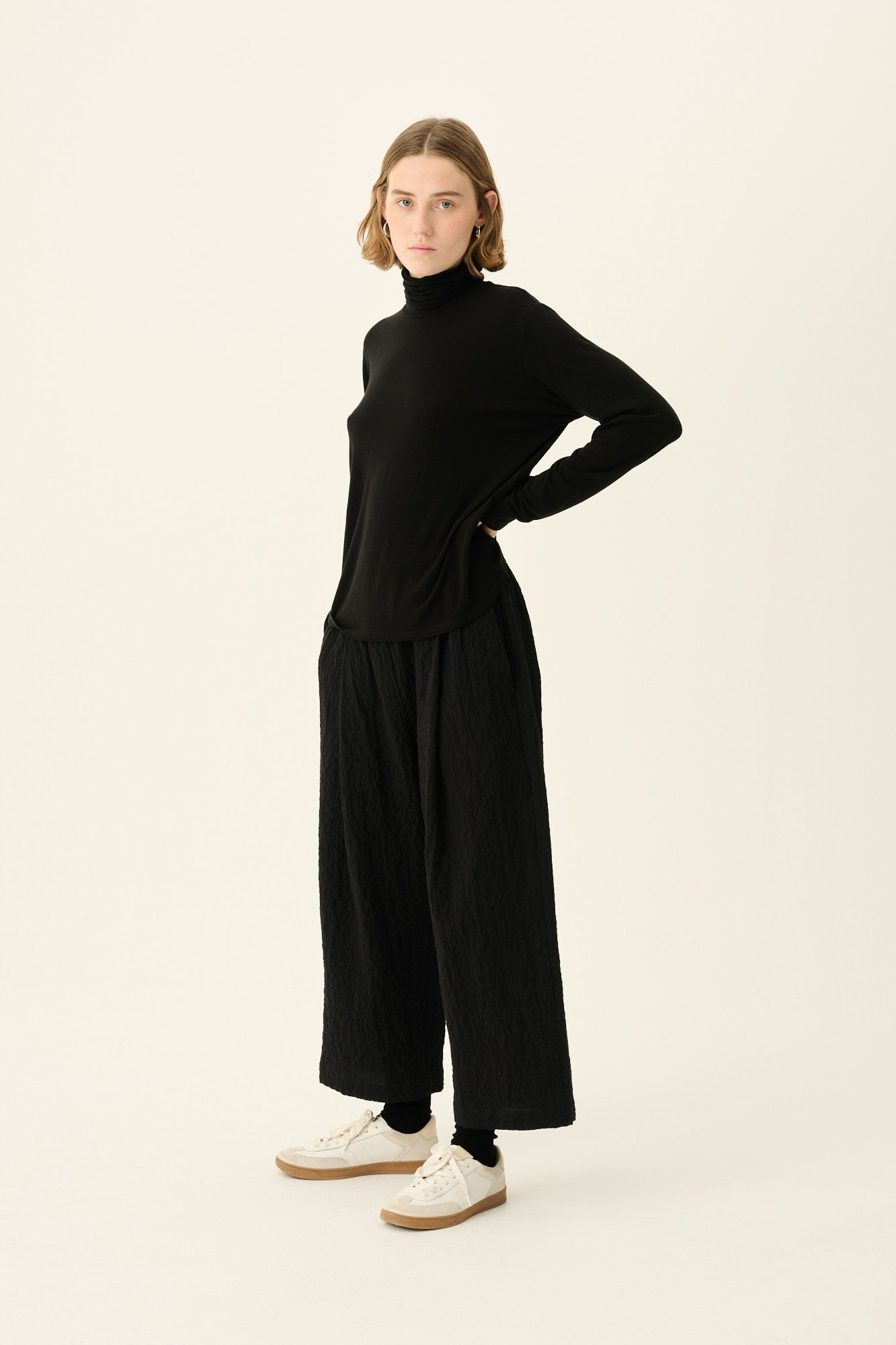 Rue de Tokyo PIA CRUSHED COTTON Pants BLACK