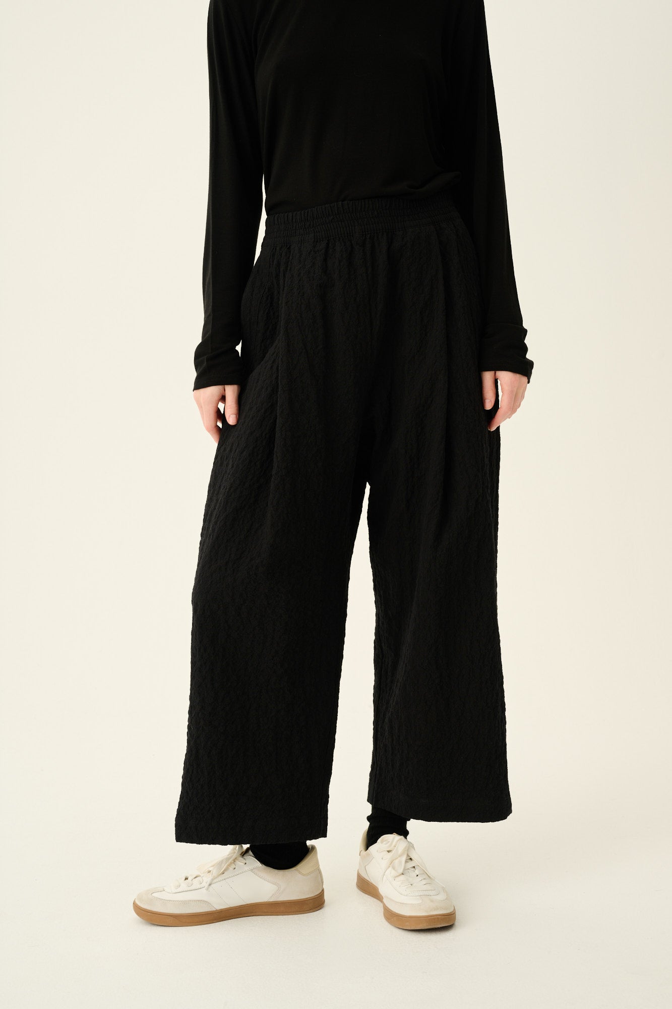 Rue de Tokyo PIA CRUSHED COTTON Pants BLACK