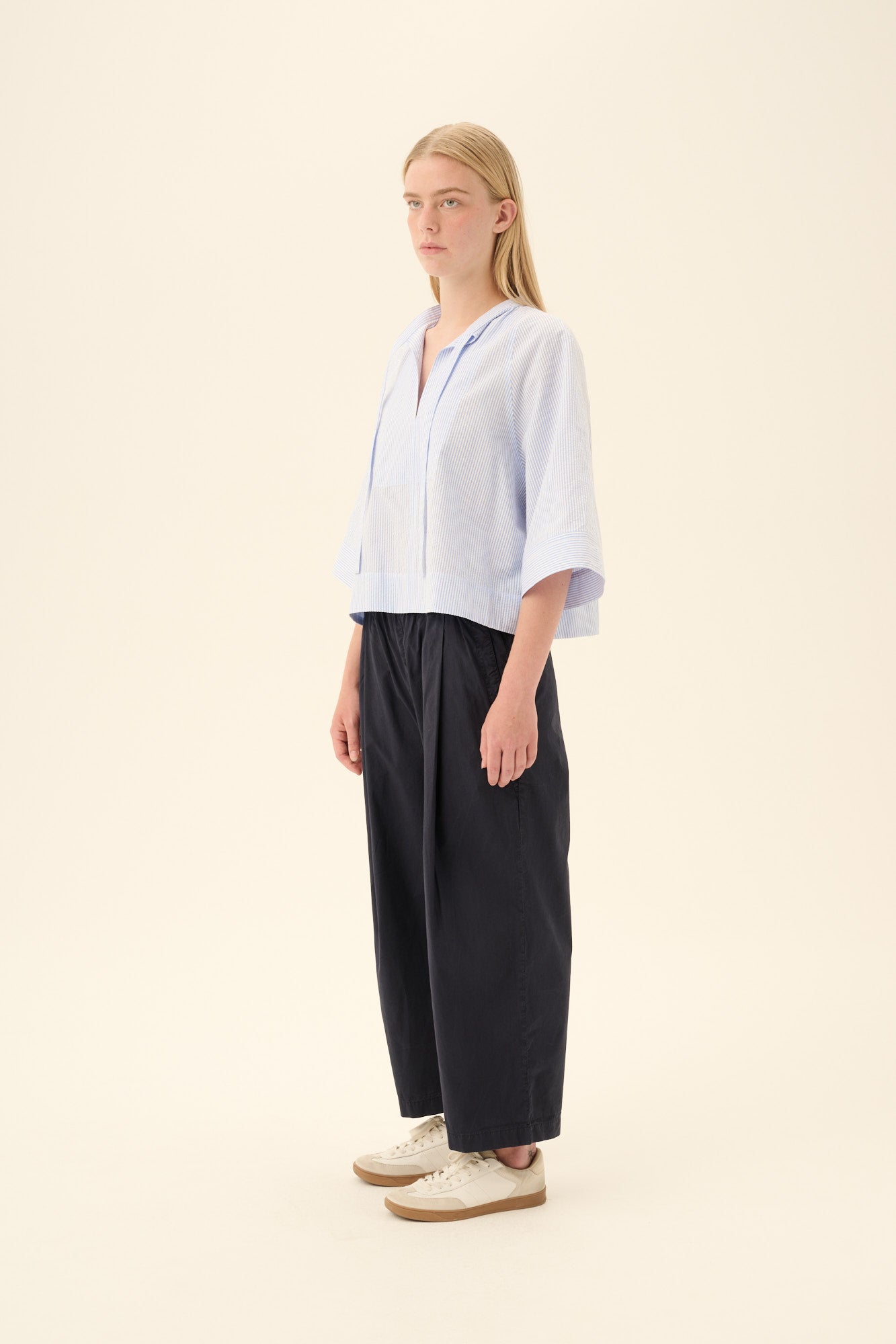 Rue de Tokyo PIA ORGANIC GARMENT DYED POPLIN Pants DARK NAVY