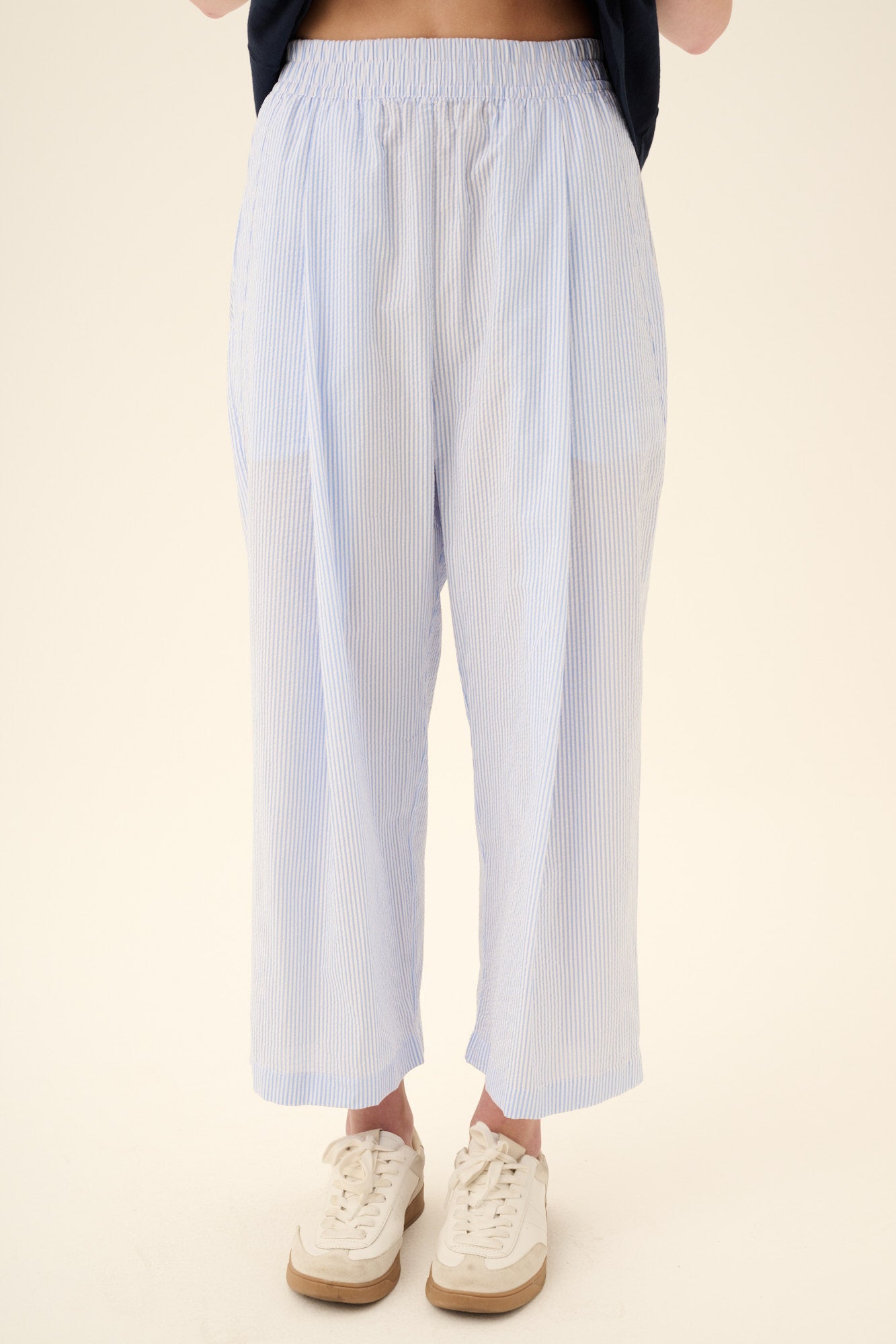 Rue de Tokyo PIA SOFT COTTON Pants WHITE & LIGHT BLUE STR