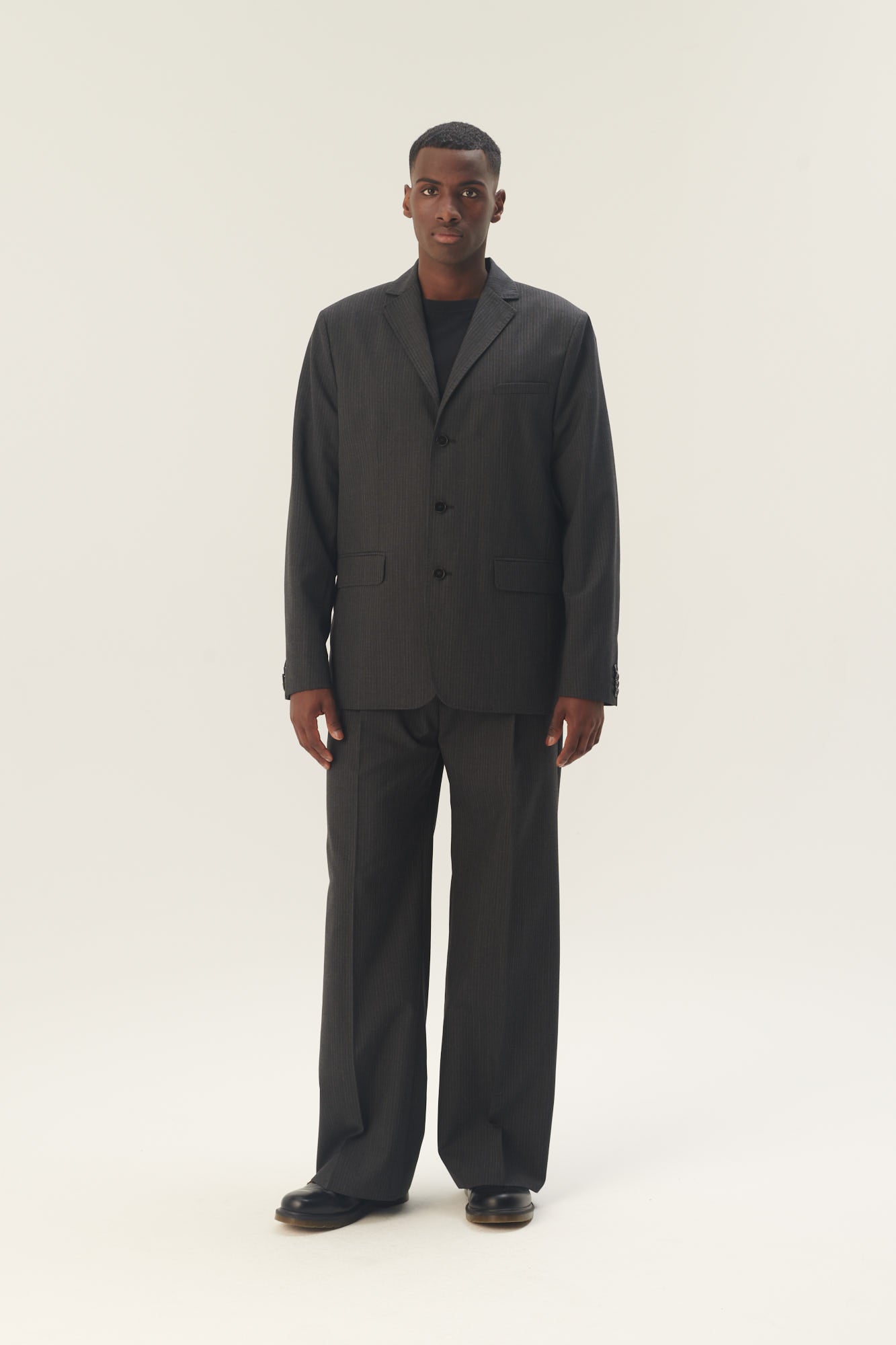 Rue de Tokyo PILOT WOOL PINSTRIPE PANTS GREY PIN STRIPE