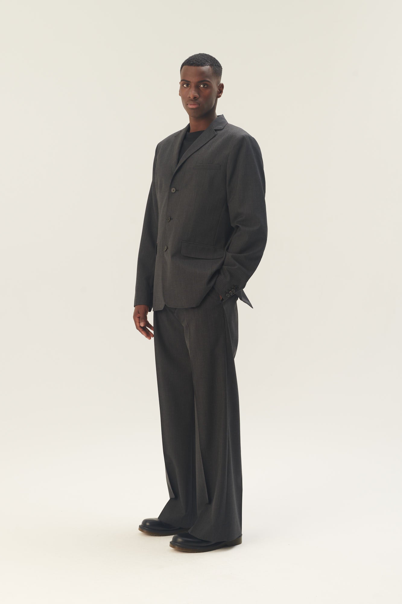 Rue de Tokyo PILOT WOOL PINSTRIPE PANTS GREY PIN STRIPE