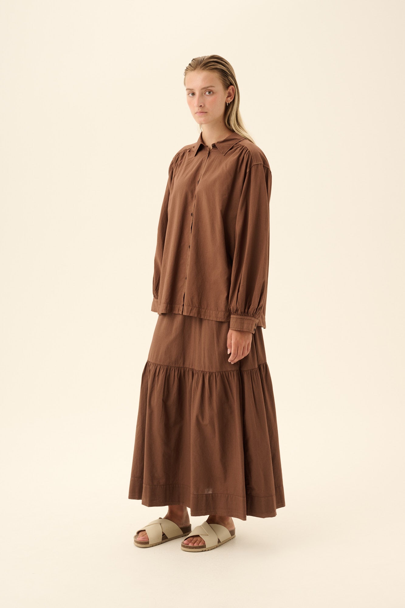 Rue de Tokyo POEMU GMTD VOILE Skirts DARK BROWN