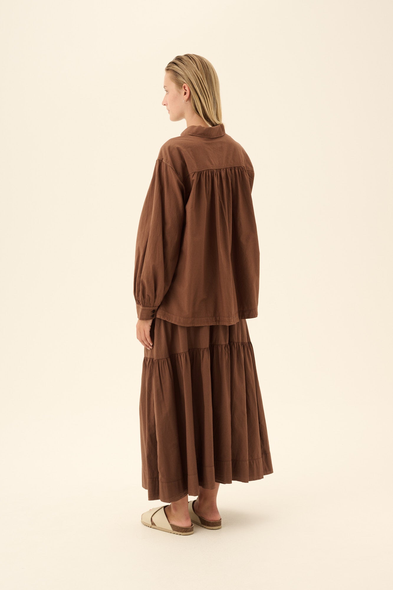 Rue de Tokyo POEMU GMTD VOILE Skirts DARK BROWN