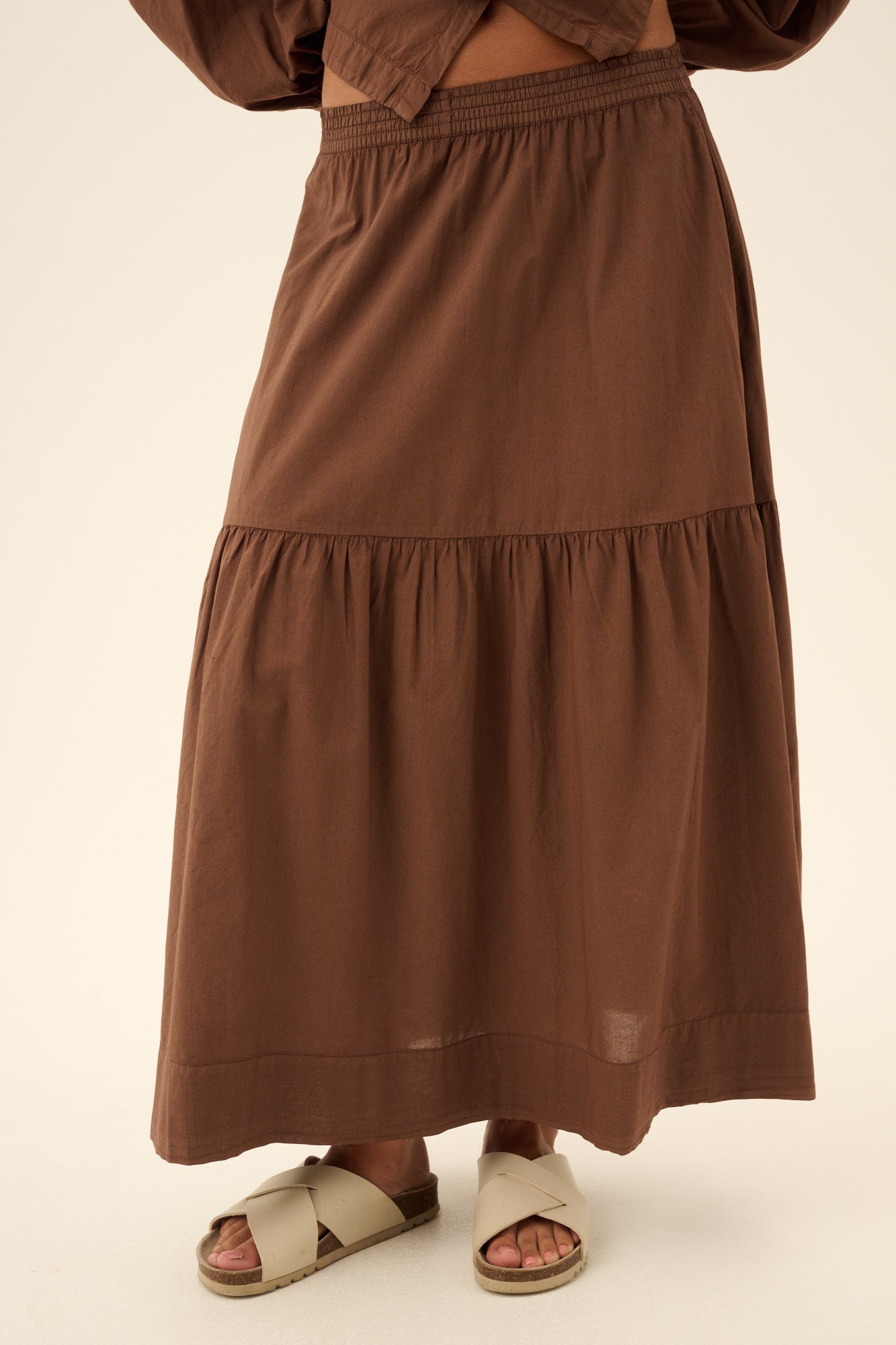 Rue de Tokyo POEMU GMTD VOILE Skirts DARK BROWN