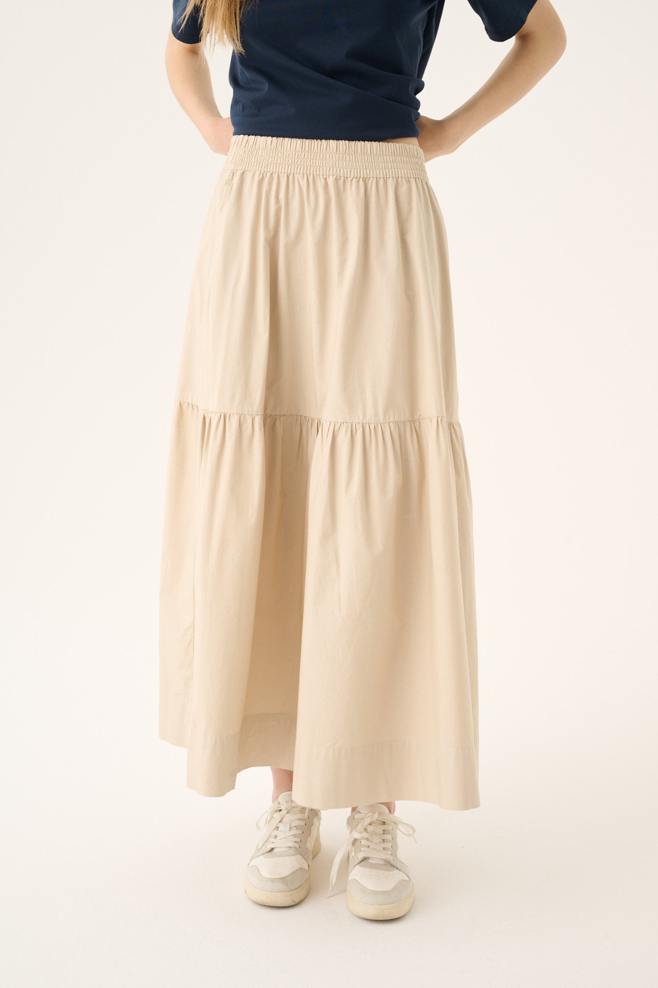 Rue de Tokyo POEMU ORGANIC GARMENT DYED POPLIN Skirts BEIGE