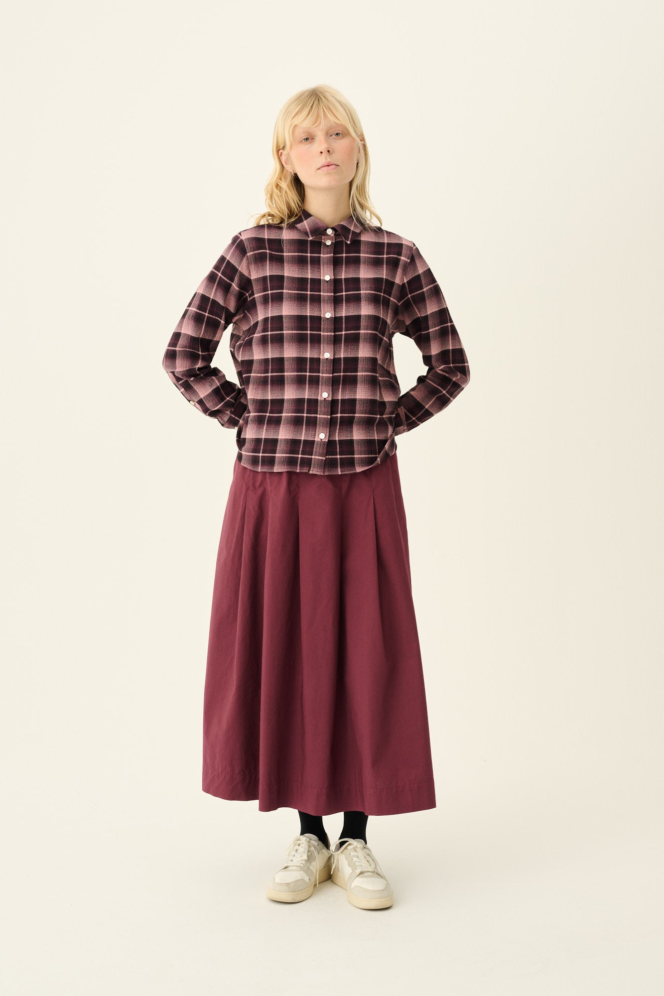 Rue de Tokyo POLLY ORGANIC GARMENT DYED POPLIN Skirts BURGUNDY