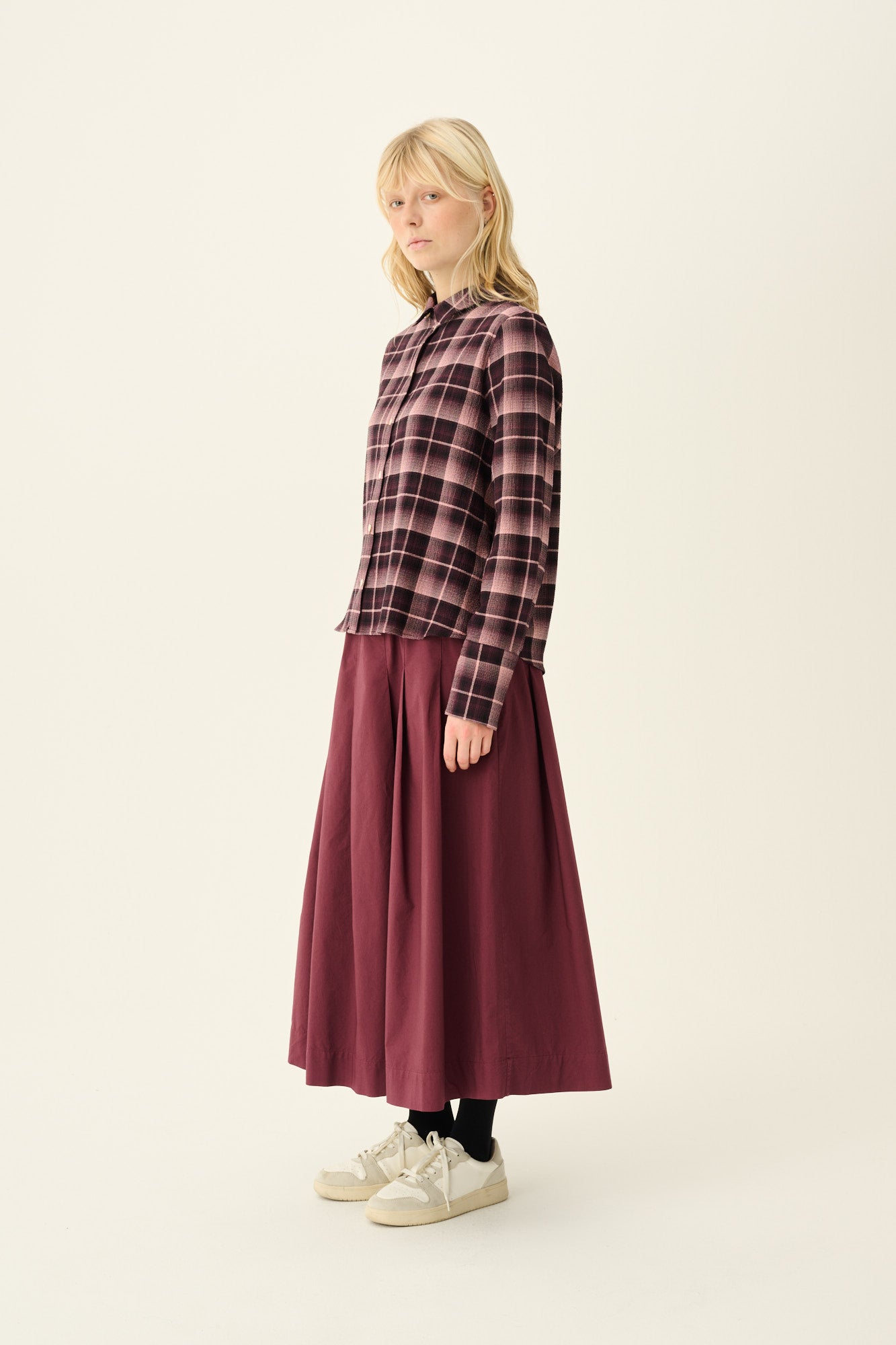 Rue de Tokyo POLLY ORGANIC GARMENT DYED POPLIN Skirts BURGUNDY