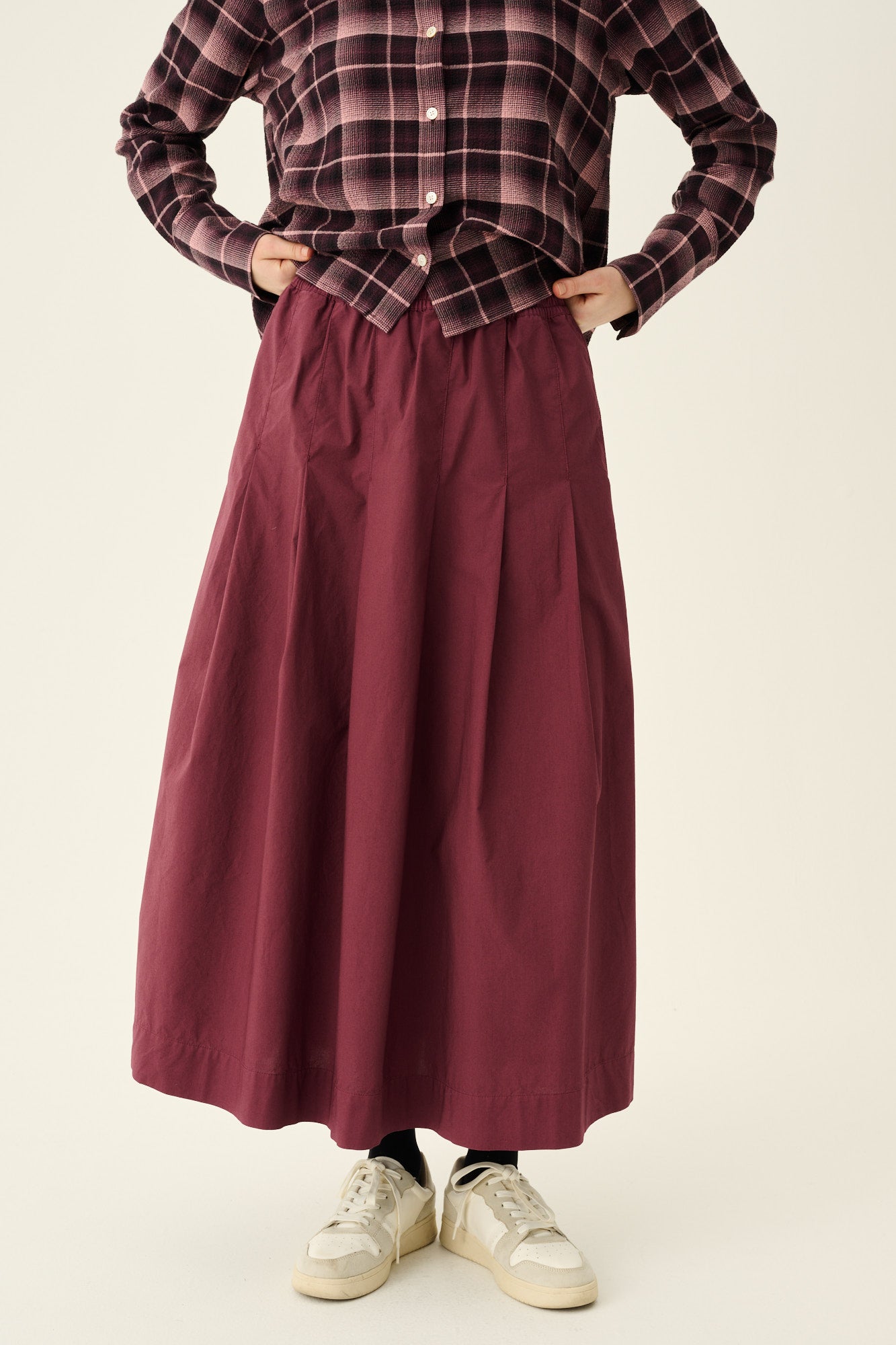 Rue de Tokyo POLLY ORGANIC GARMENT DYED POPLIN Skirts BURGUNDY