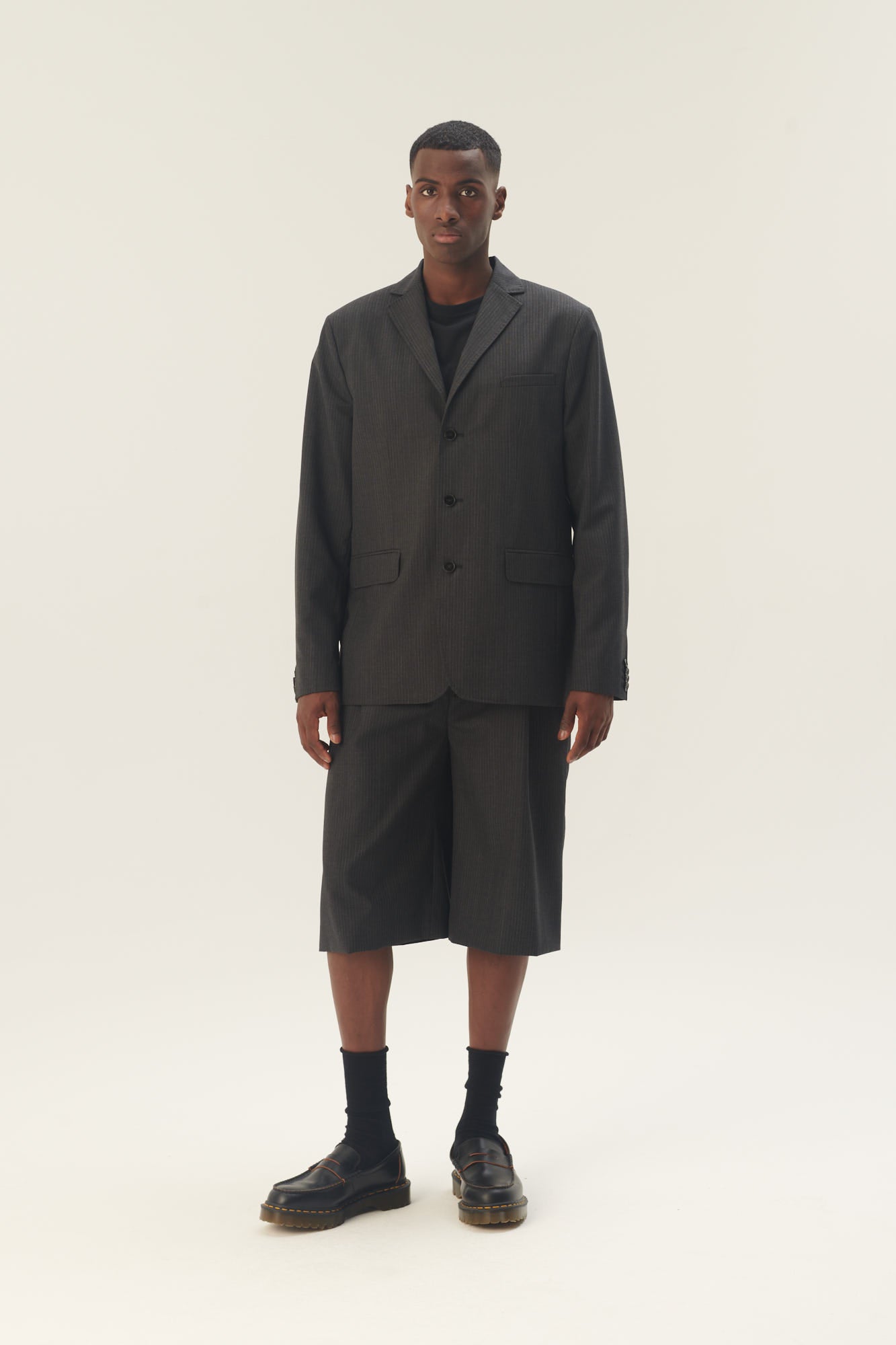 Rue de Tokyo POLL WOOL PINSTRIPE PANTS GREY PIN STRIPE