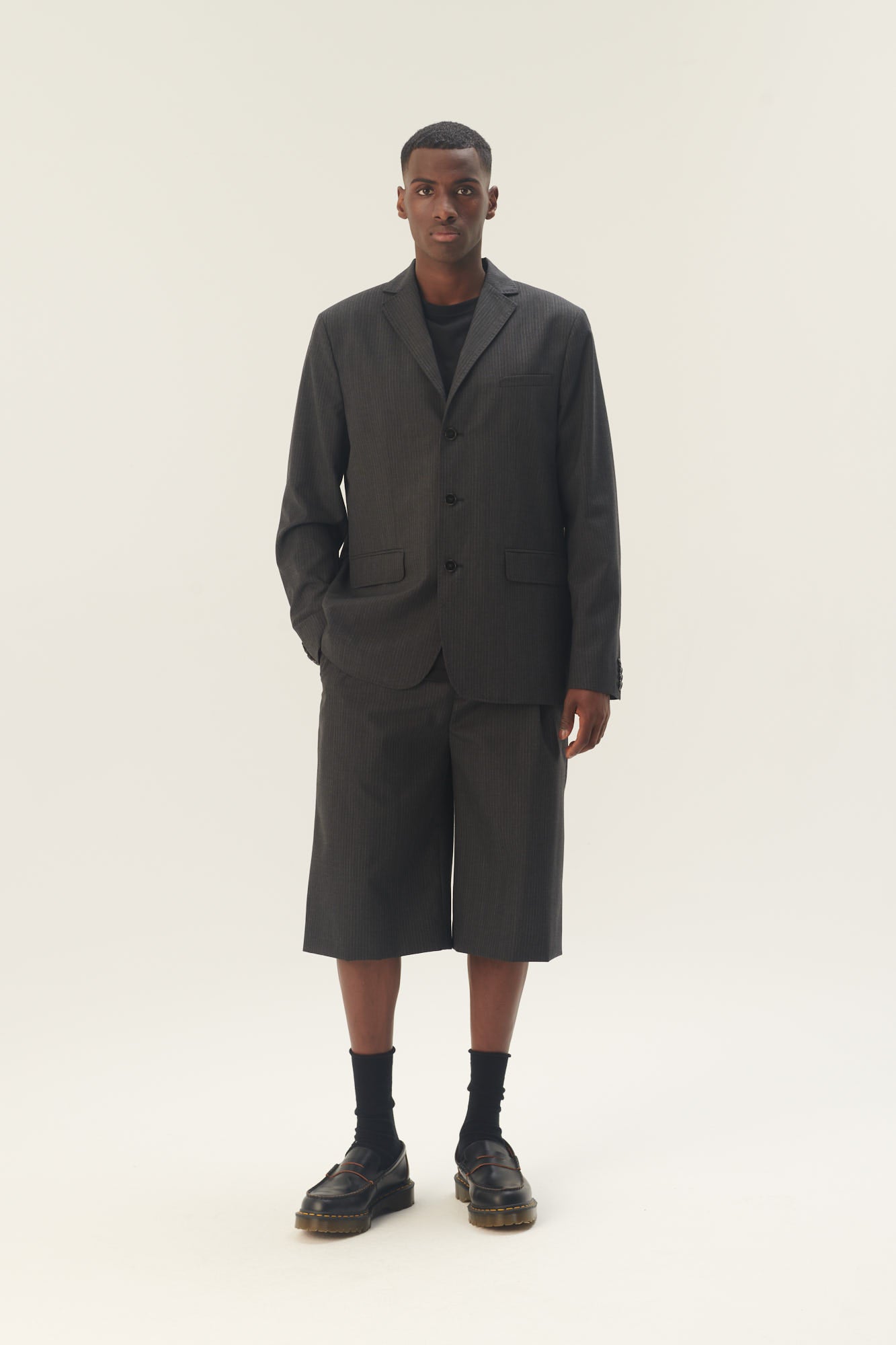 Rue de Tokyo POLL WOOL PINSTRIPE PANTS GREY PIN STRIPE