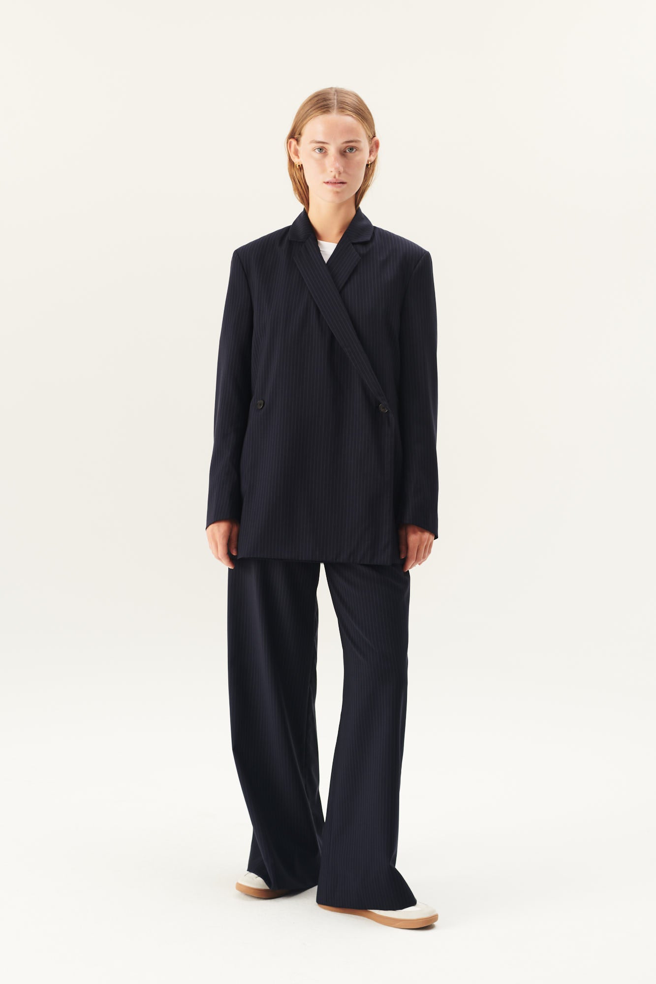 Rue de Tokyo PRISILA VIRGIN WOOL PINSTRIPE PANTS