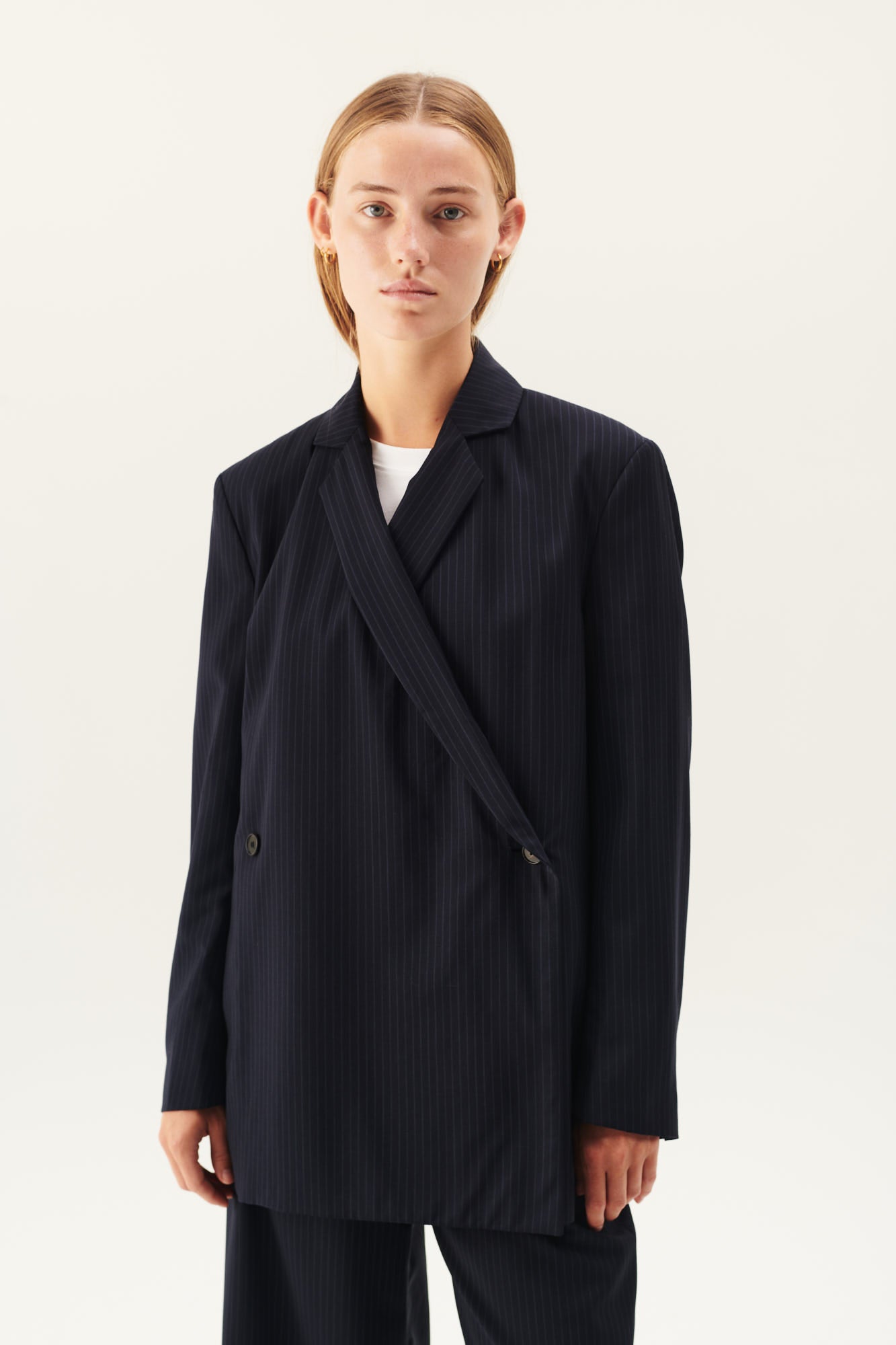 Rue de Tokyo PRISILA VIRGIN WOOL PINSTRIPE PANTS