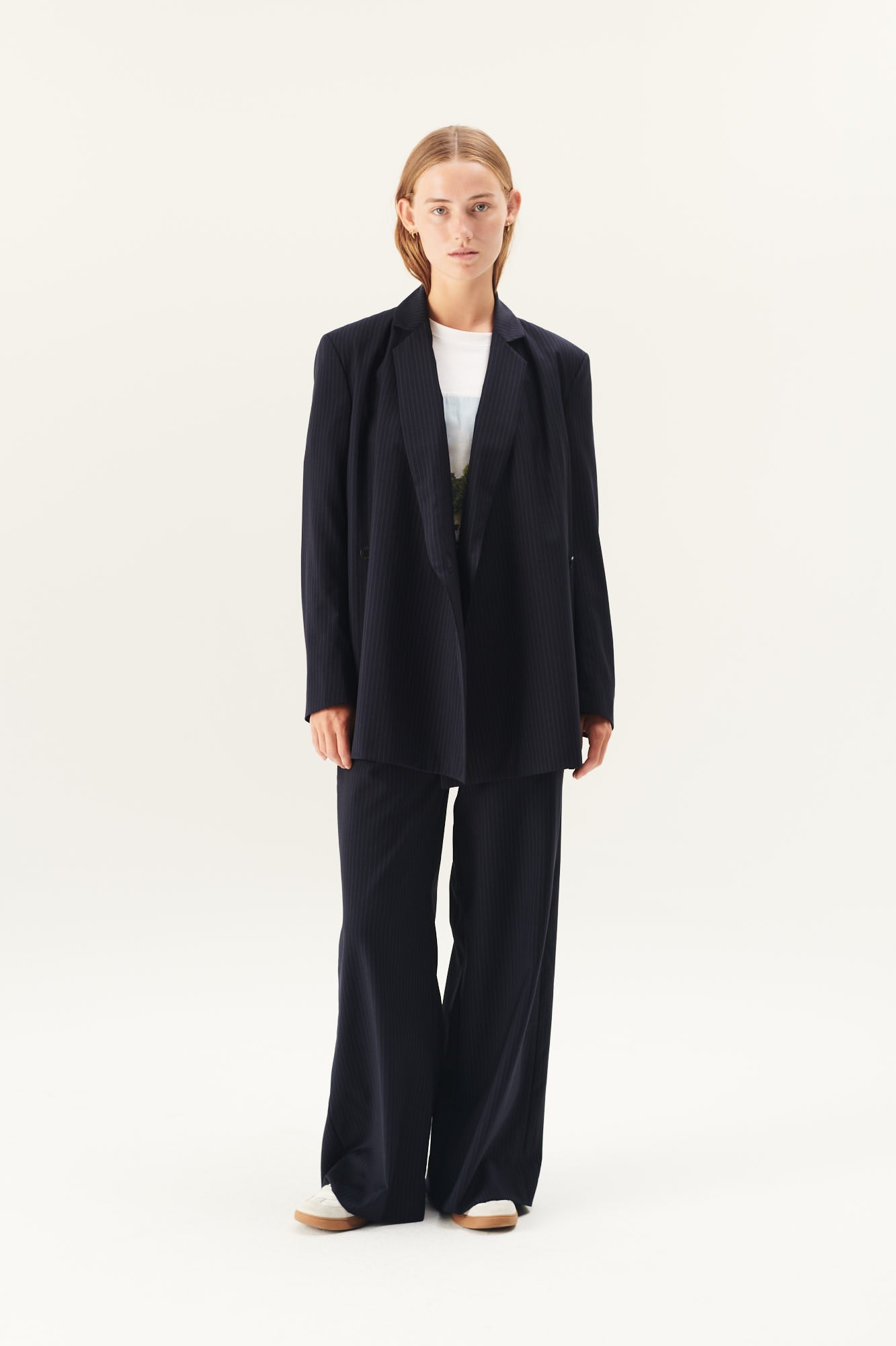 Rue de Tokyo PRISILA VIRGIN WOOL PINSTRIPE PANTS