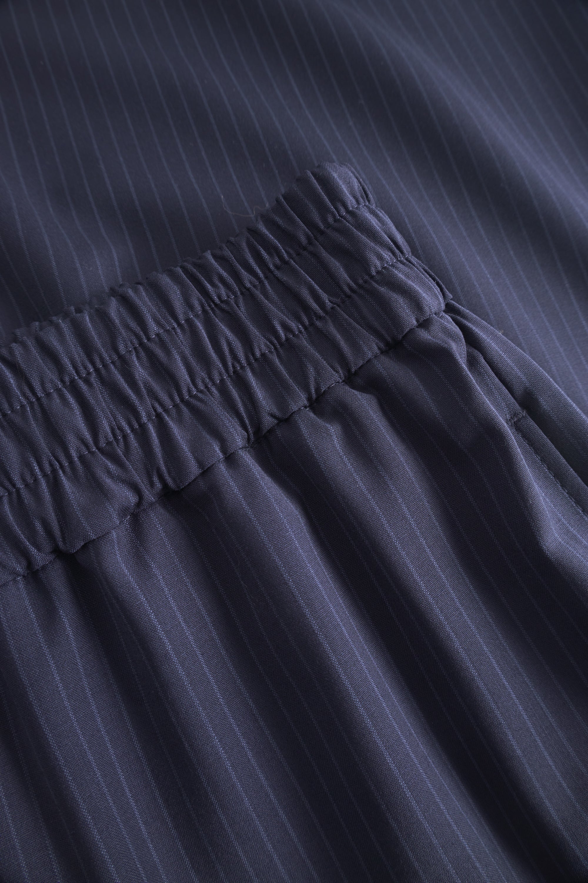 Rue de Tokyo PRISILA VIRGIN WOOL PINSTRIPE PANTS NAVY / BLUE STRIPE