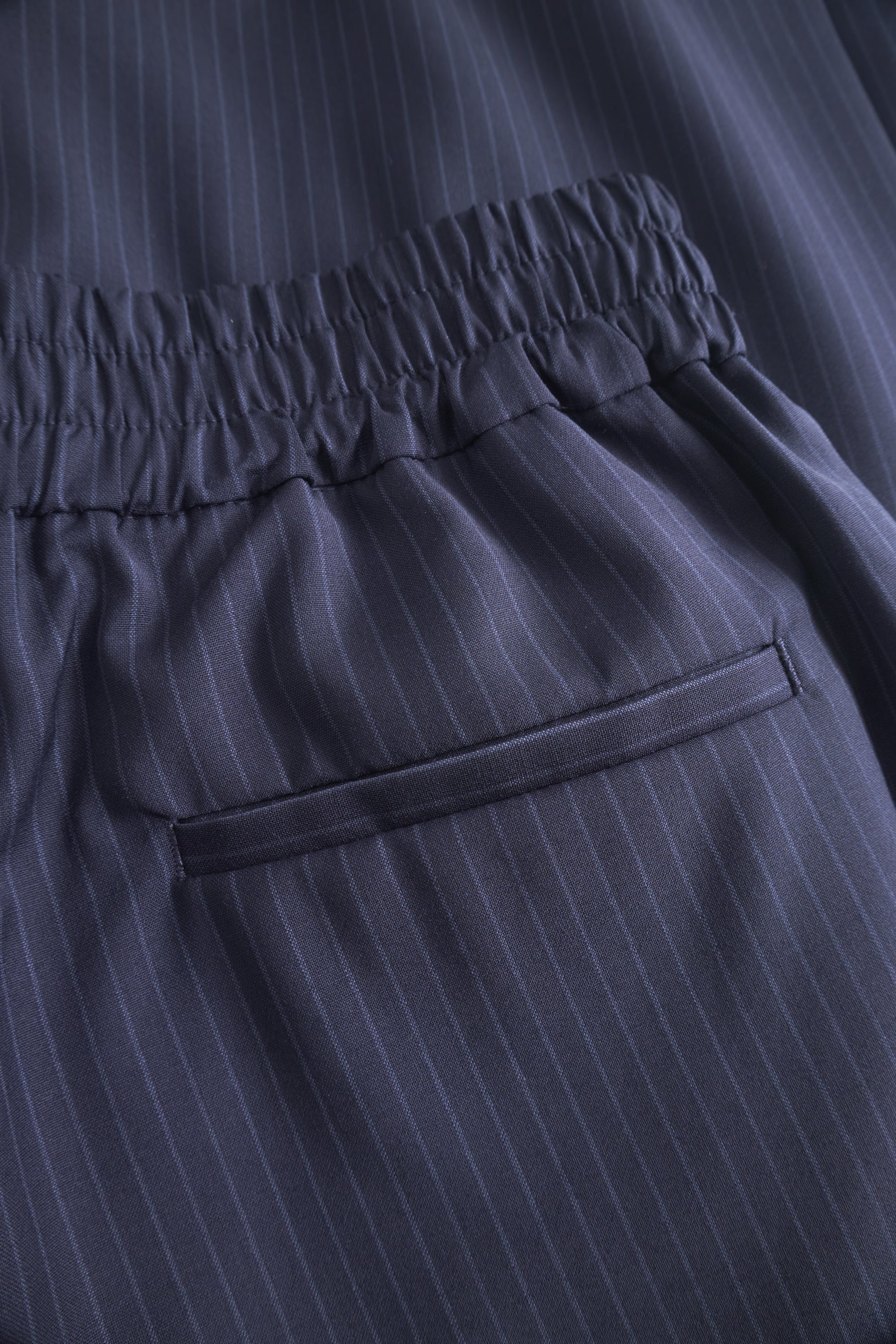 Rue de Tokyo PRISILA VIRGIN WOOL PINSTRIPE PANTS NAVY / BLUE STRIPE
