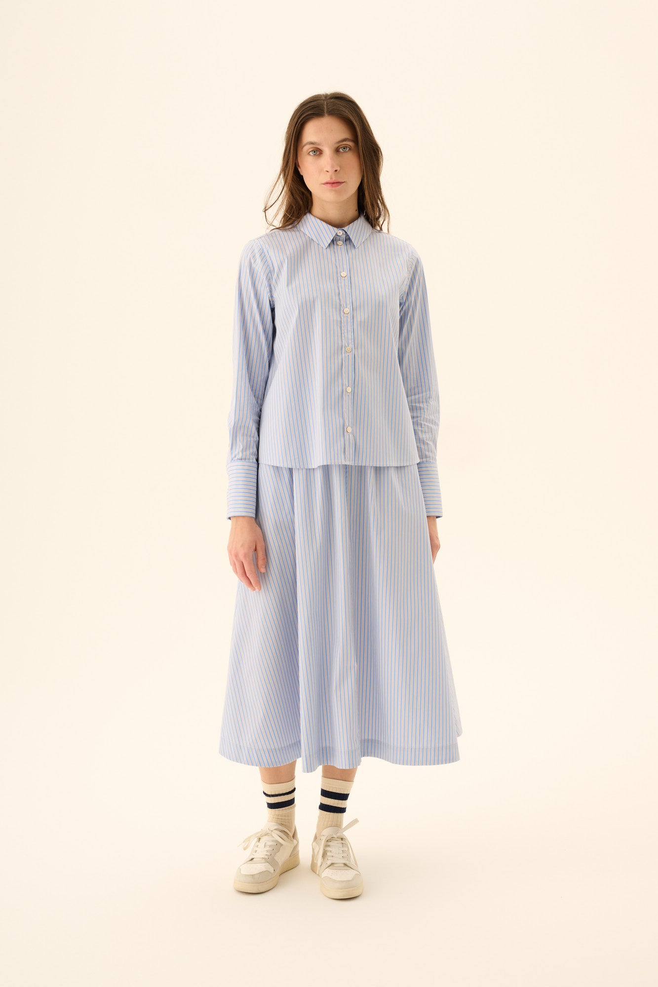 Rue de Tokyo PUCK DOUBLE STRIPE Skirts BLUE BROWN STRIPE