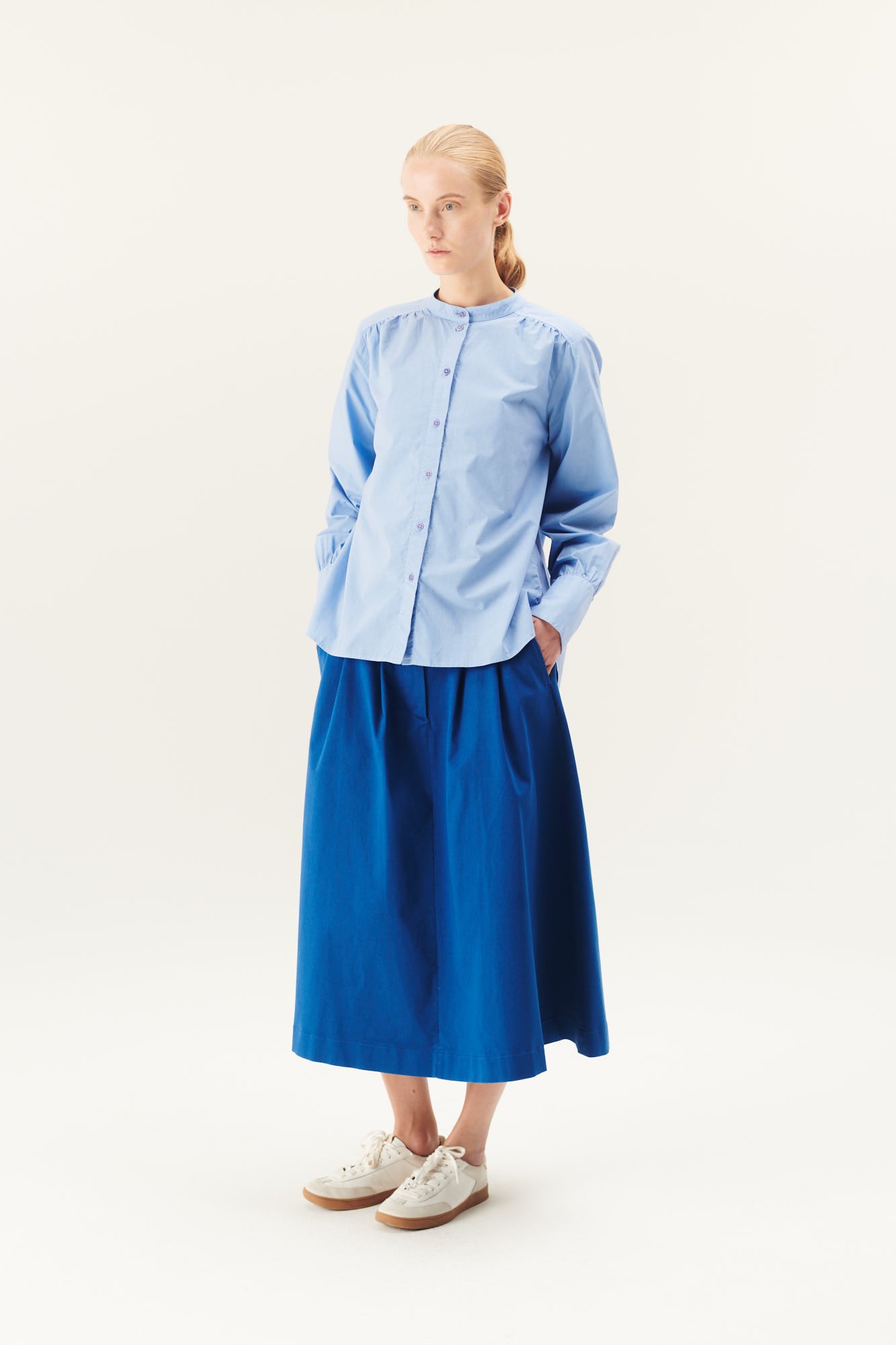 Rue de Tokyo SABINE ORGANIC GARMENT DYED POPLIN SHIRTS BEL AIR BLUE