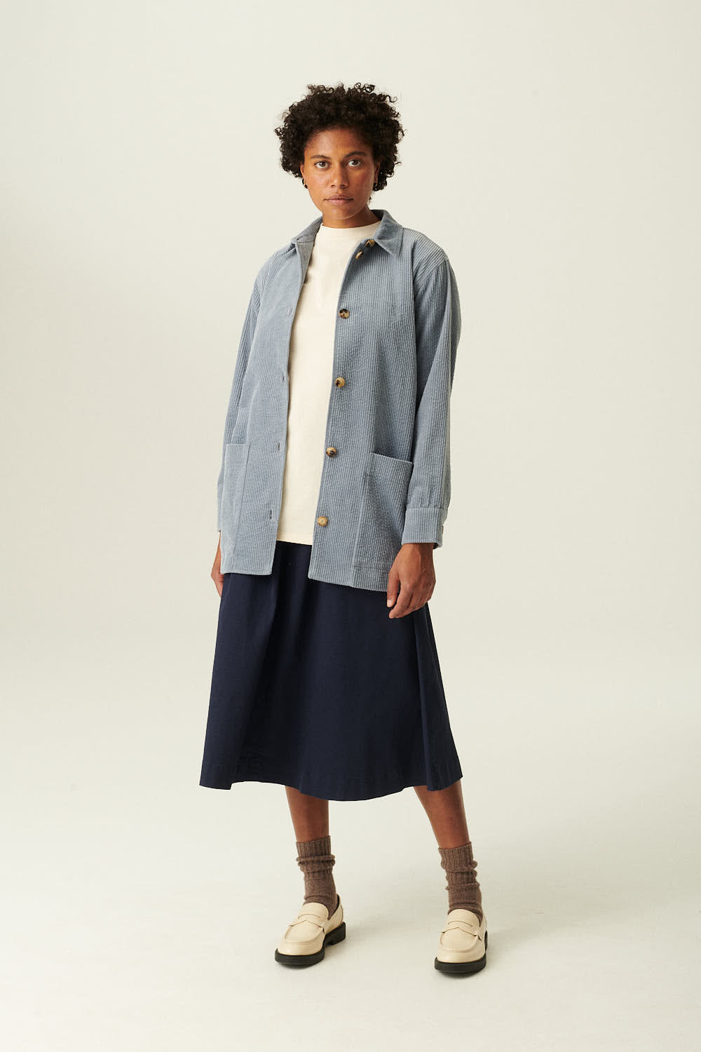 Rue de Tokyo SAIME HEAVY CORDUROY SHIRTS PALE BLUE