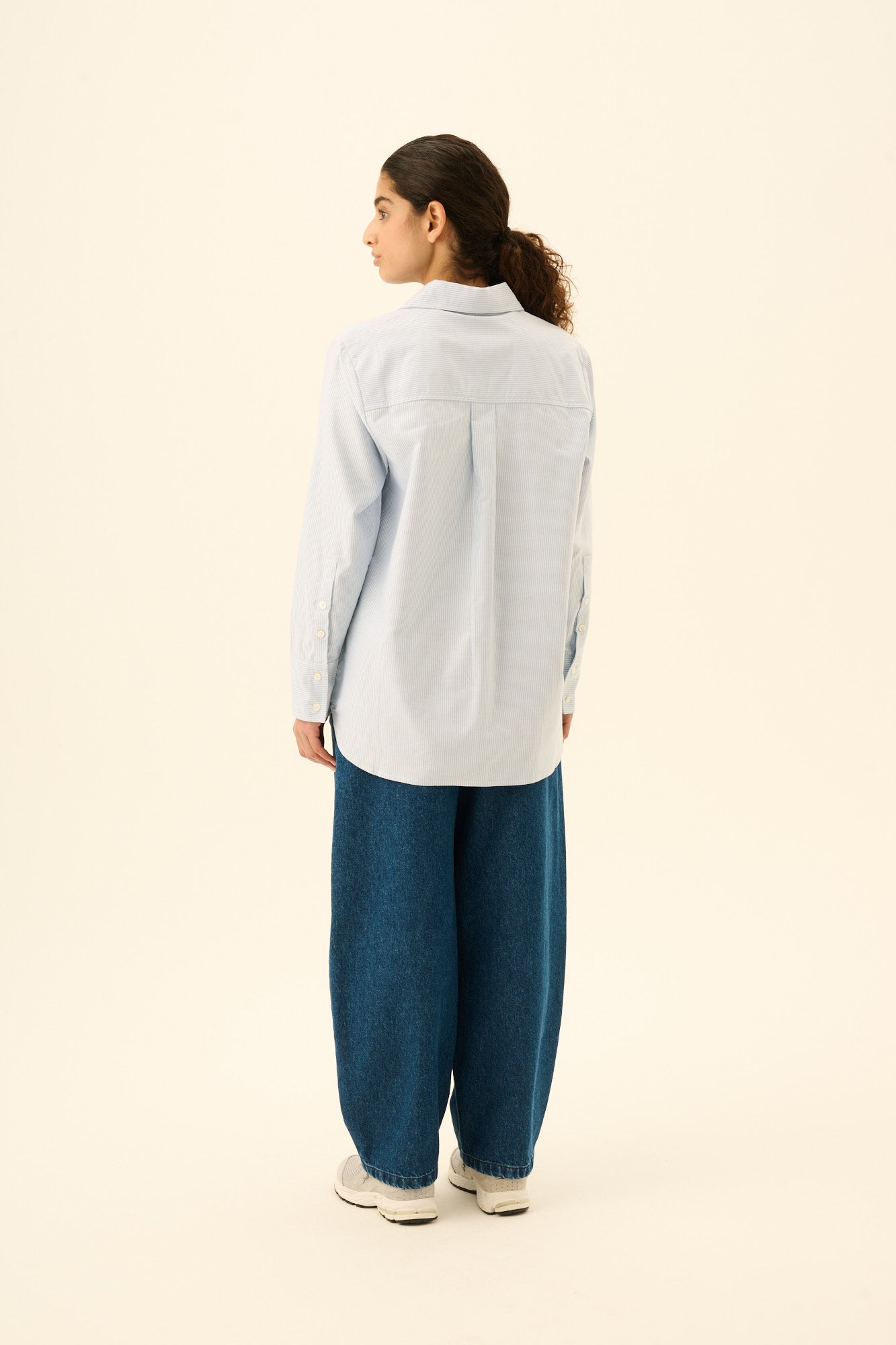 Rue de Tokyo SALLY STRIPED OXFORD Shirts WHITE / LIGHT BLUE STRIPE