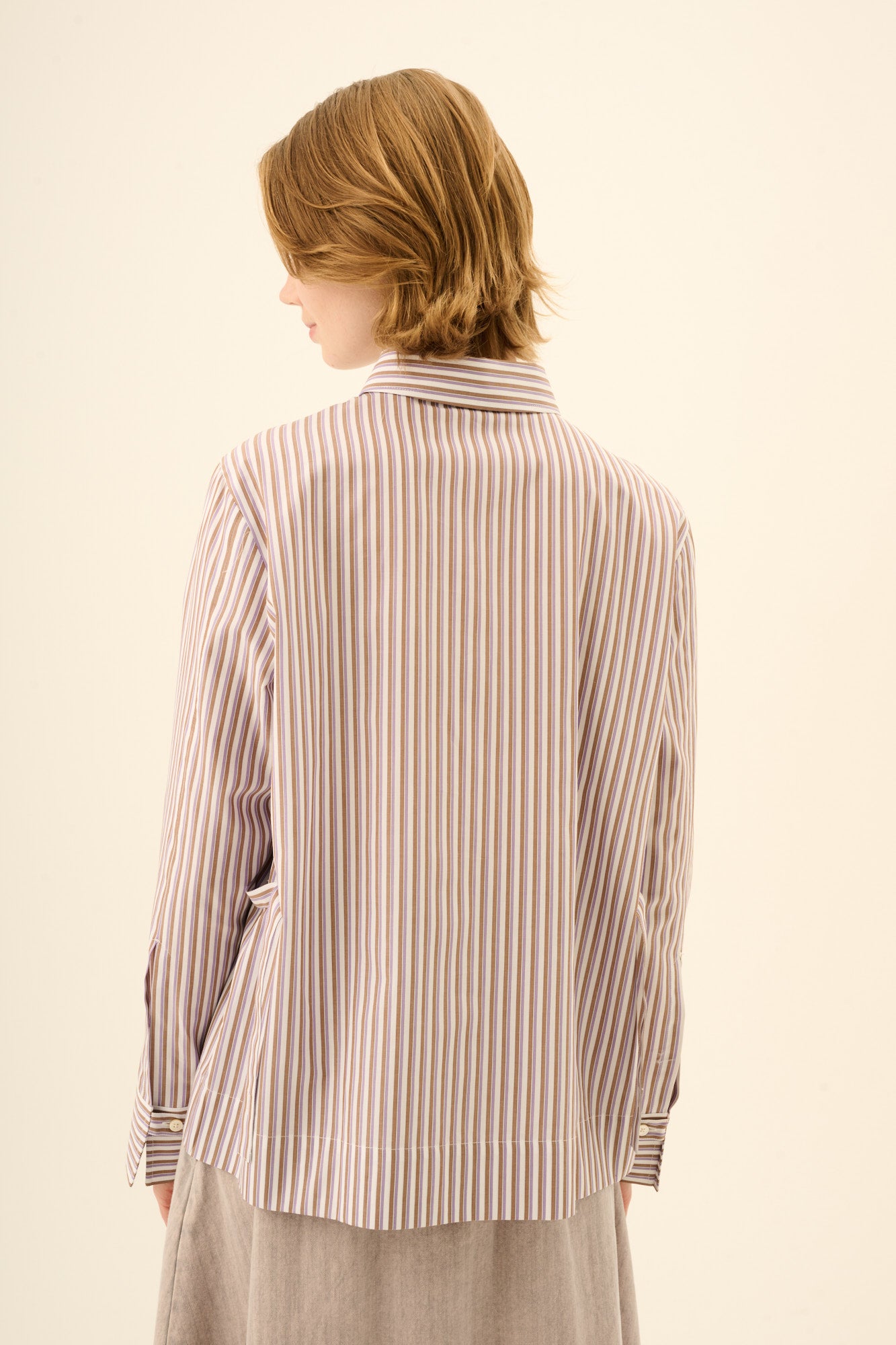 Rue de Tokyo SALOMA TRIPLE STRIPE Shirts BROWN/PURPLE/WHITE