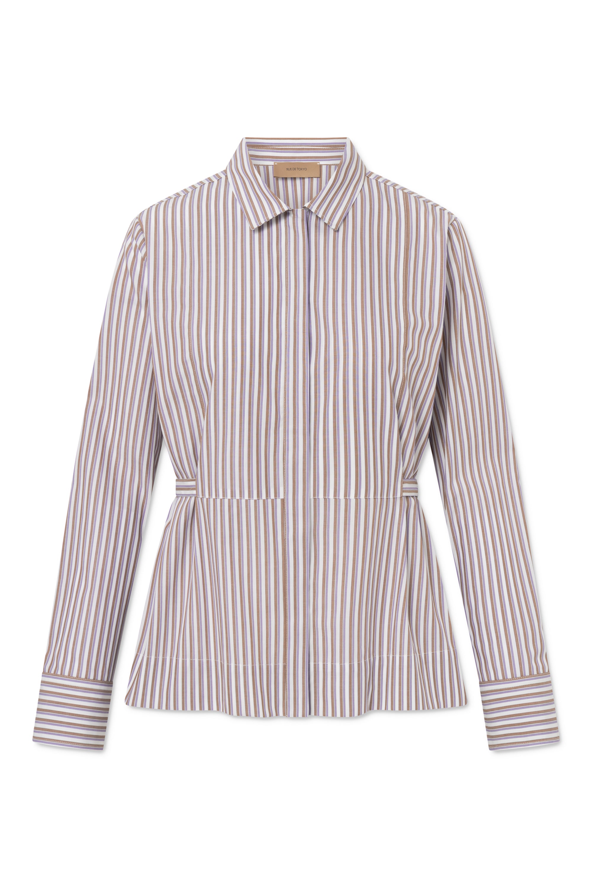 Rue de Tokyo SALOMA TRIPLE STRIPE Shirts BROWN/PURPLE/WHITE