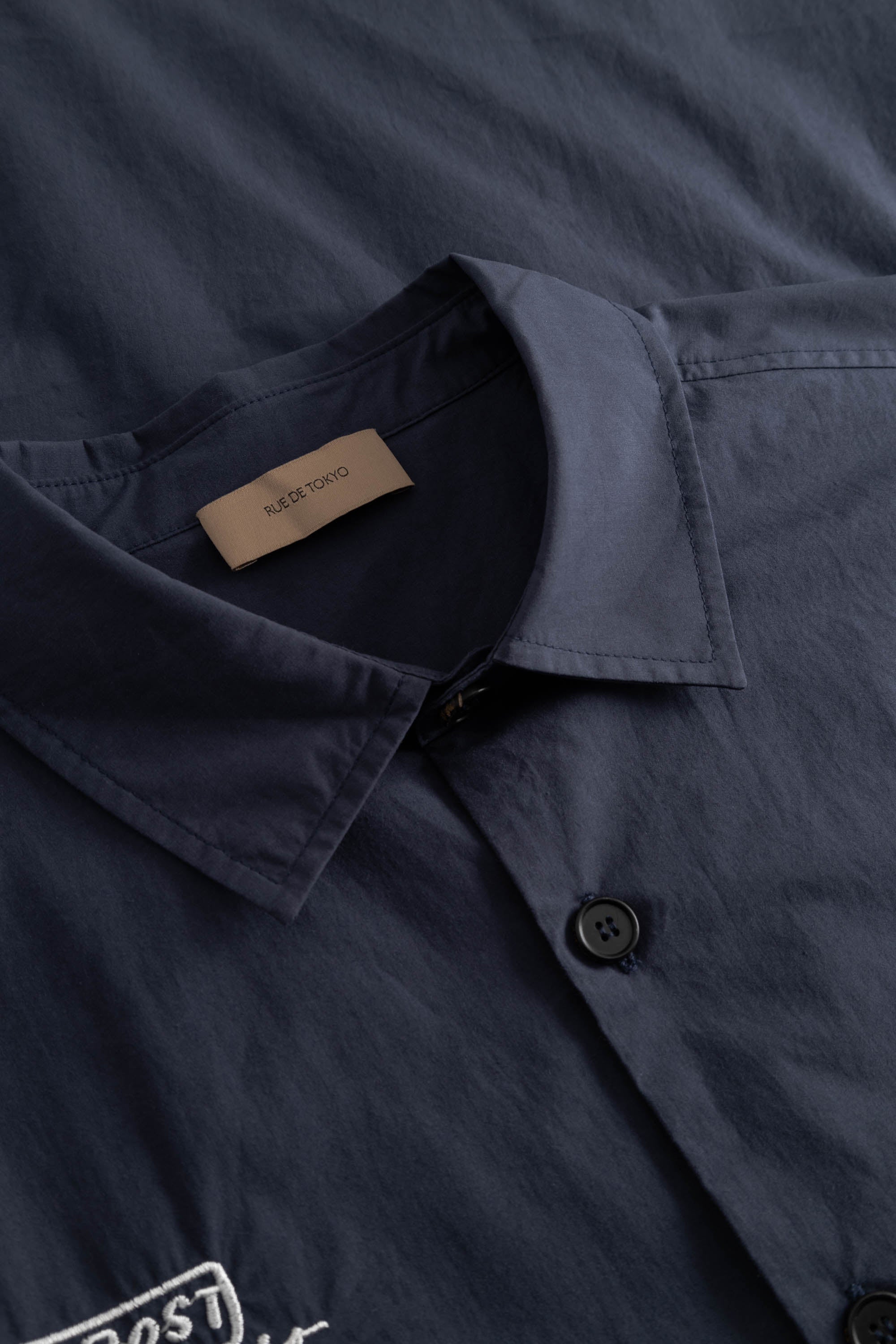 Rue de Tokyo SALVIO MOOMIN ORGANIC POPLIN EMB Shirts NAVY CHALK EMBROIDERY
