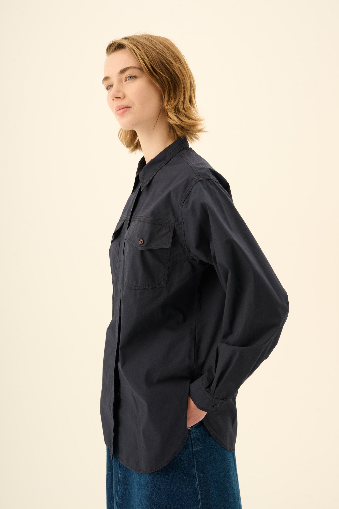 Rue de Tokyo SASI GMTD POPLIN Shirts DARK NAVY