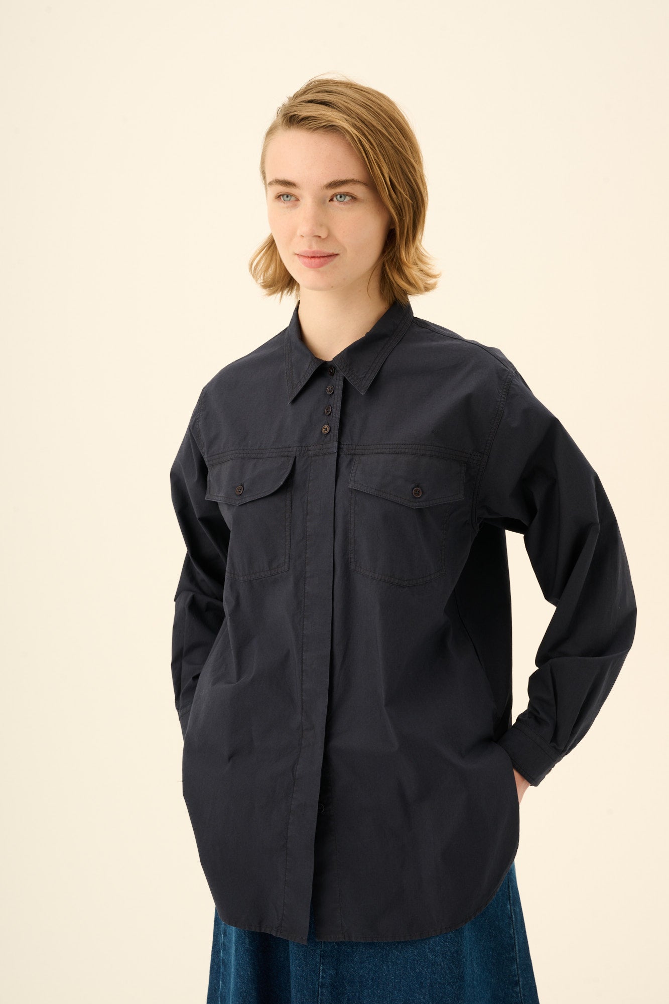 Rue de Tokyo SASI GMTD POPLIN Shirts DARK NAVY