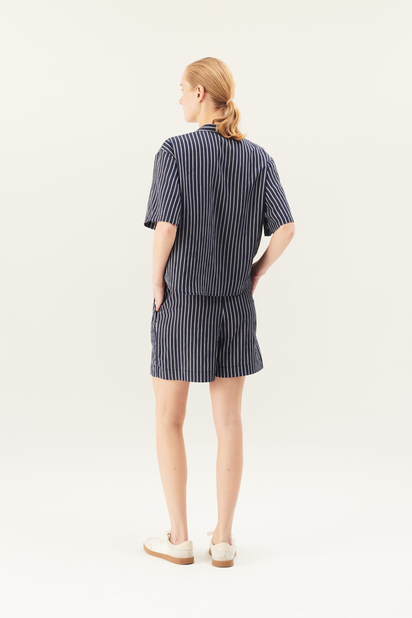 Rue de Tokyo SASKIA FLUID STRIPE SHIRTS NAVY WHITE STRIPE