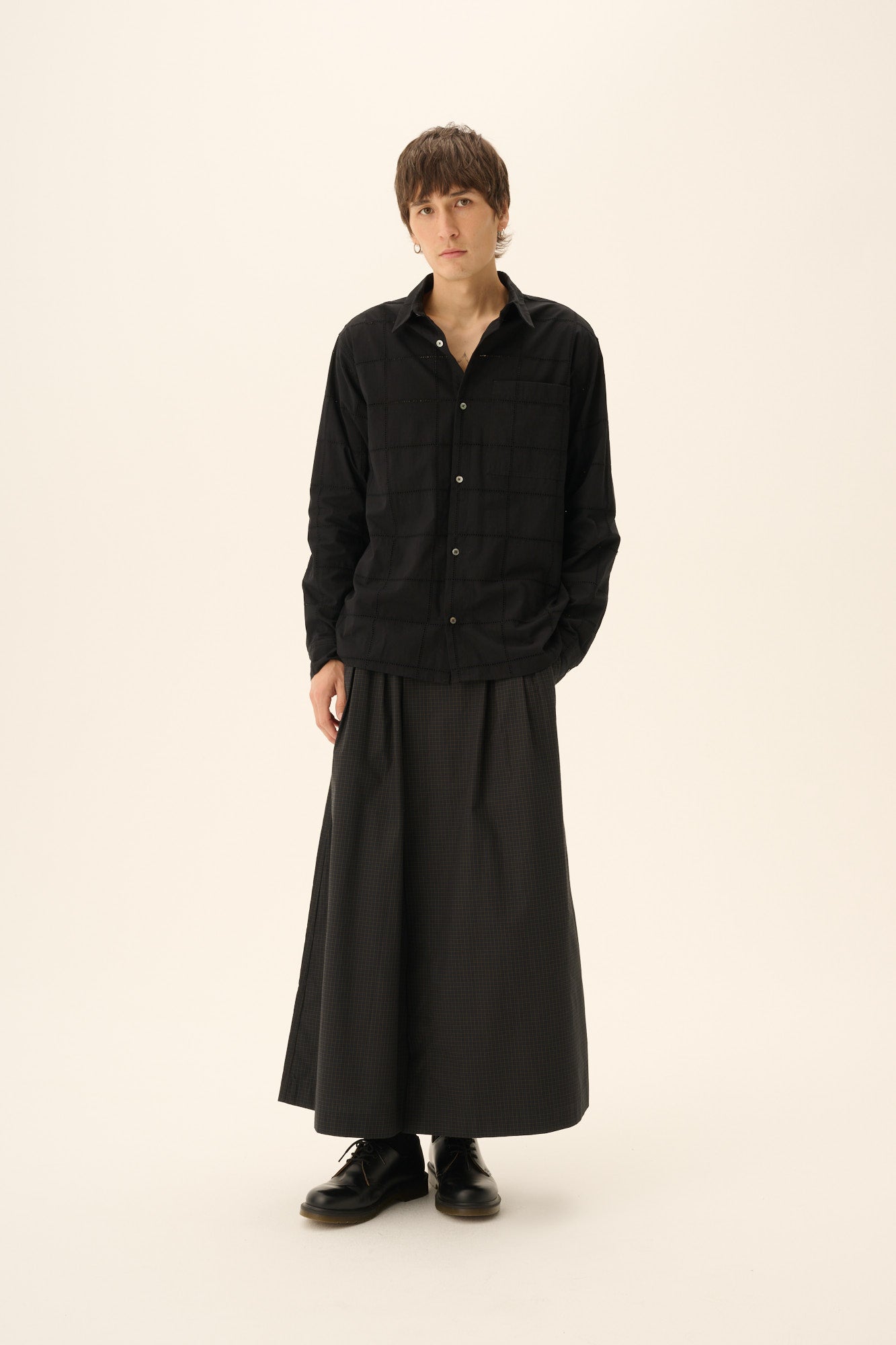 Rue de Tokyo SATOSHI EYELET POPLIN Shirts BLACK