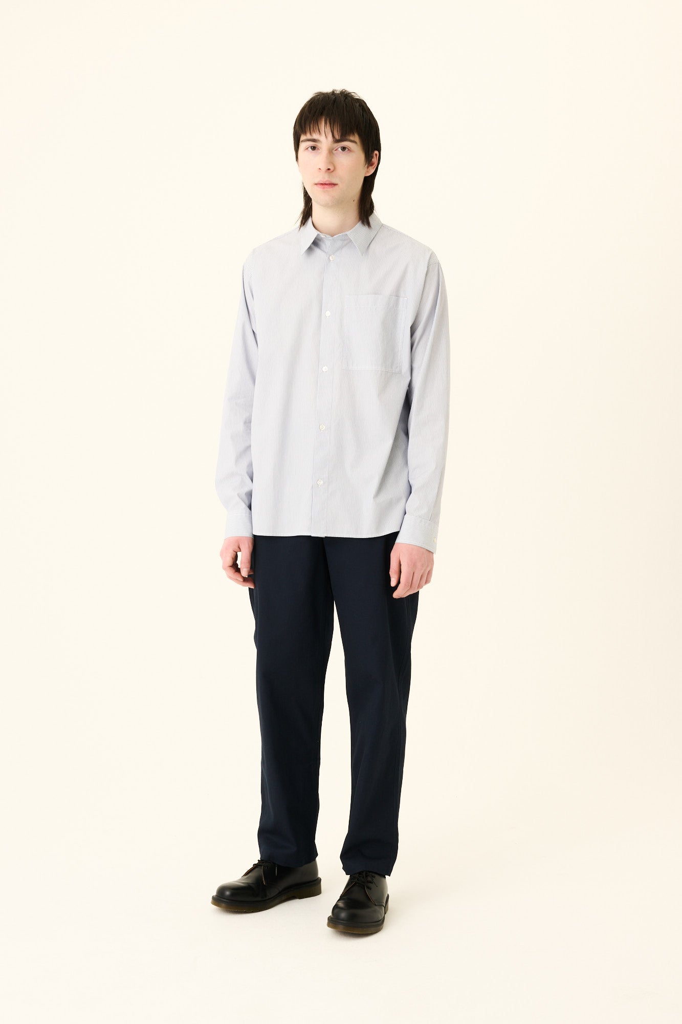 Rue de Tokyo SATOSHI MAYFAIR STRIPE Shirts NAVY WHITE STRIPE